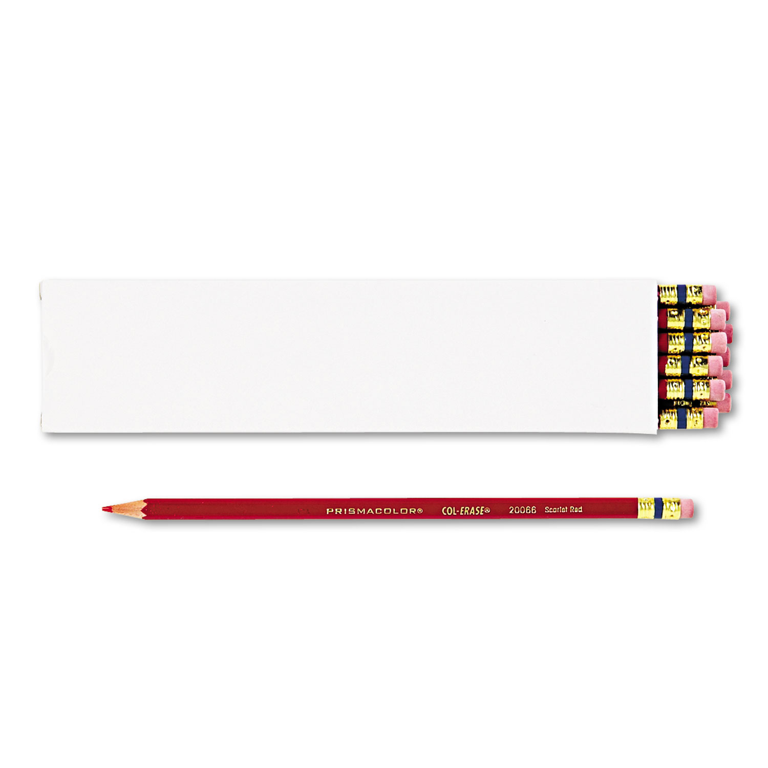  Prismacolor 20066 Col-Erase Pencil with Eraser, 0.7 mm, 2B (#1), Scarlet Red Lead, Scarlet Red Barrel, Dozen (SAN20066) 