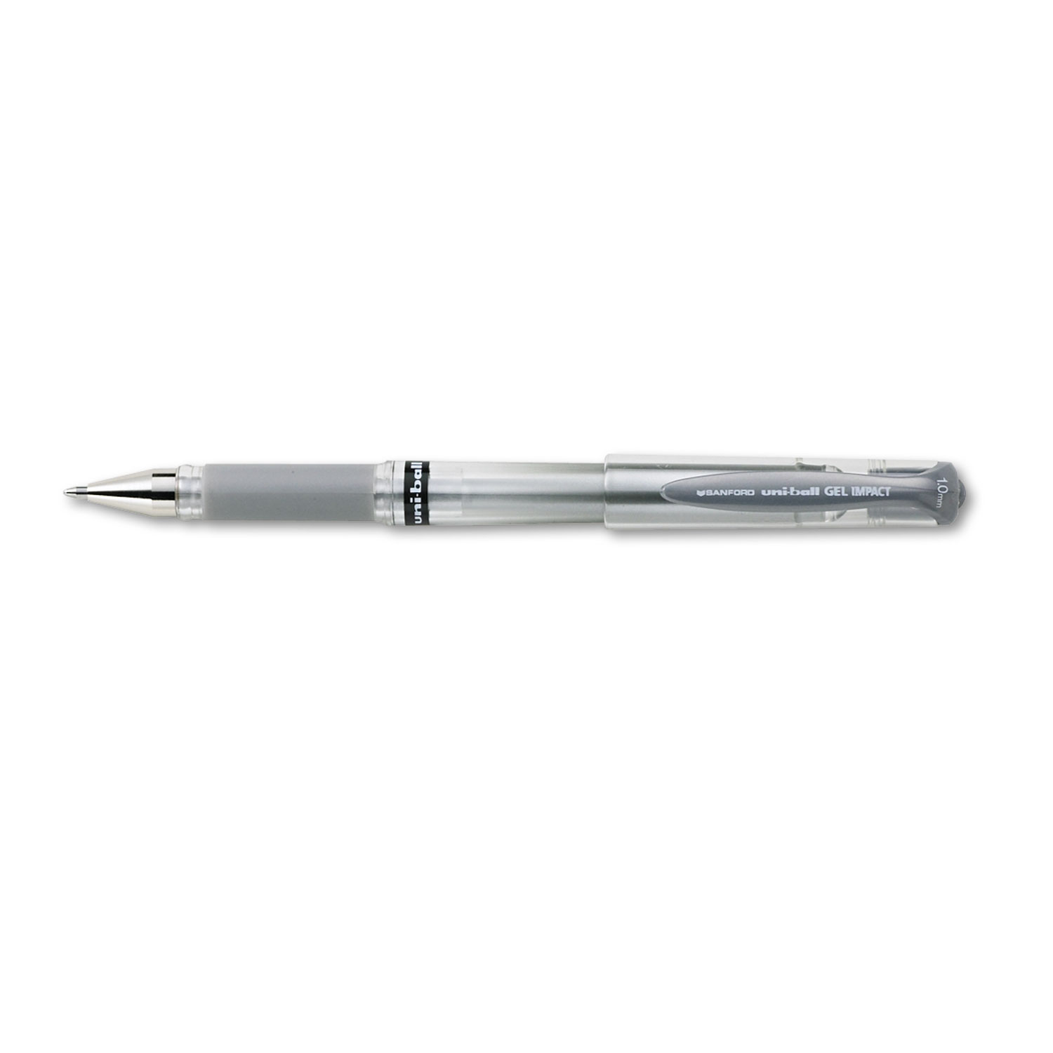 uni-ball Stick Gel Pen, Medium 1mm, Silver Metallic Ink, Silver Barrel