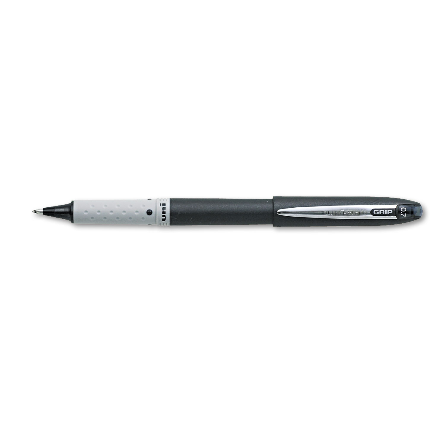  uni-ball 60708 Grip Stick Roller Ball Pen, Fine 0.7mm, Black Ink/Barrel, Dozen (UBC60708) 