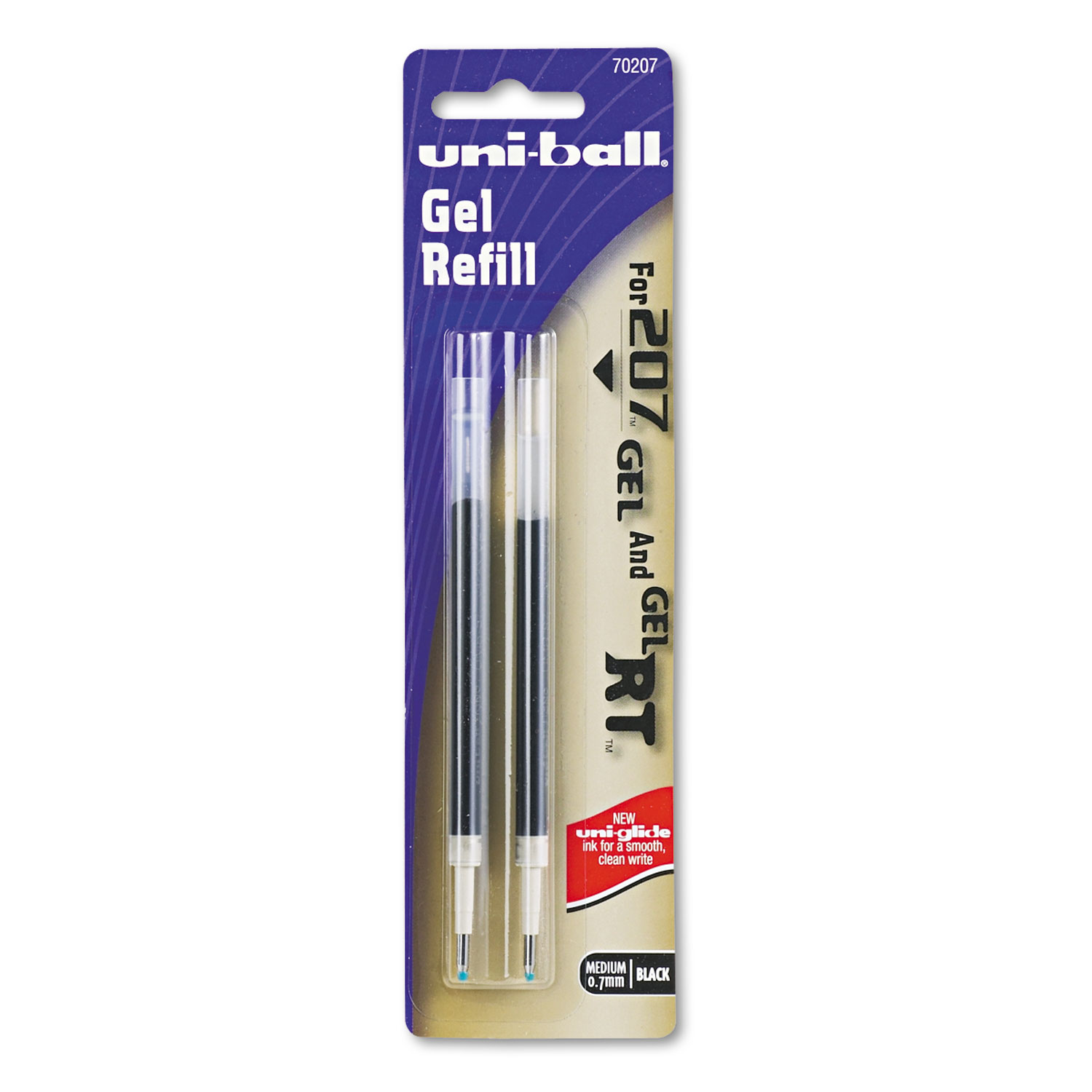  uni-ball 70207PP Refill for uni-ball Signo Gel 207 Pens, Medium Point, 0.7 mm, Black Ink, 2/Pack (UBC70207PP) 