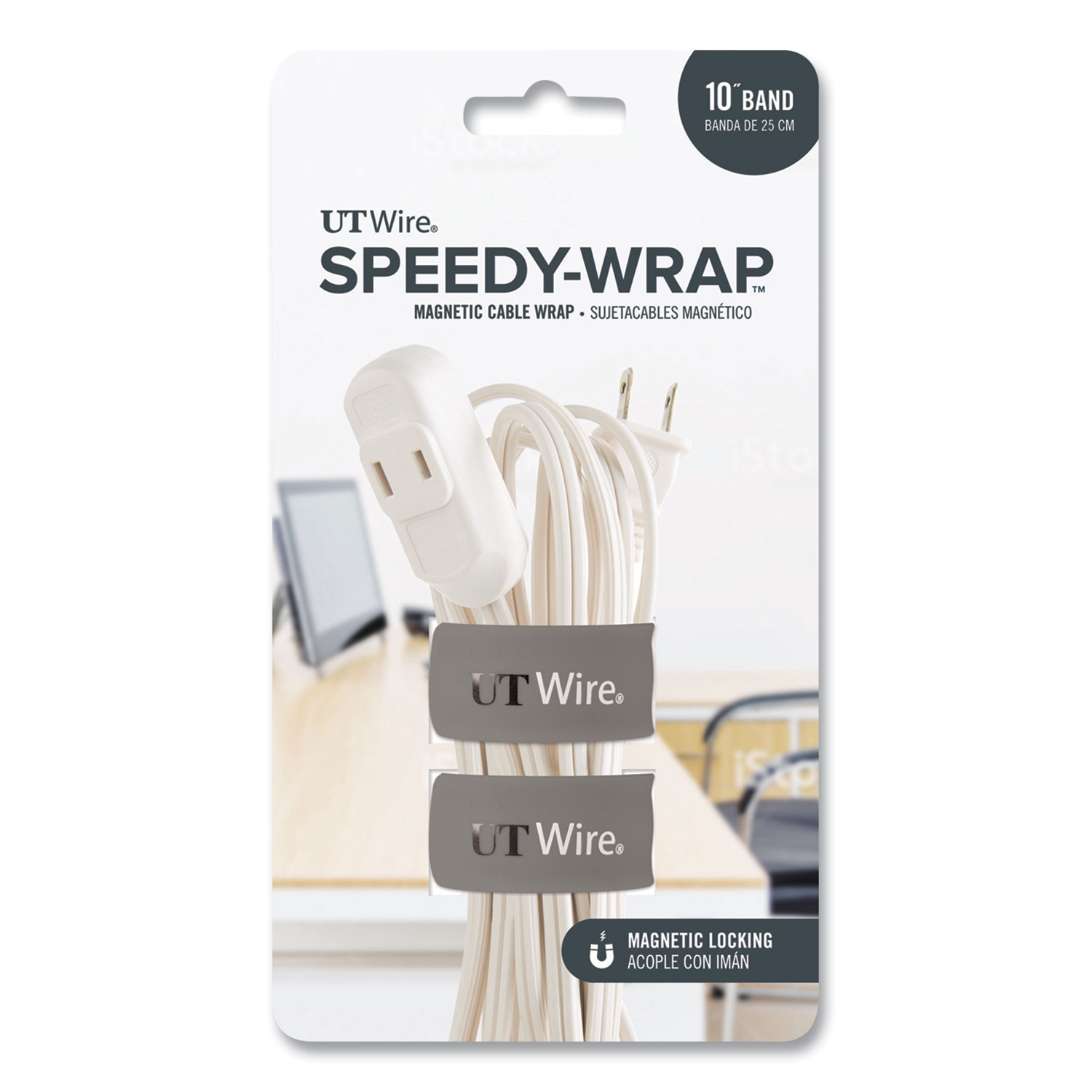 Speedy-Wrap Magnetic Cable Wrap, 0.82″ x 10″, Gray, 2/Pack