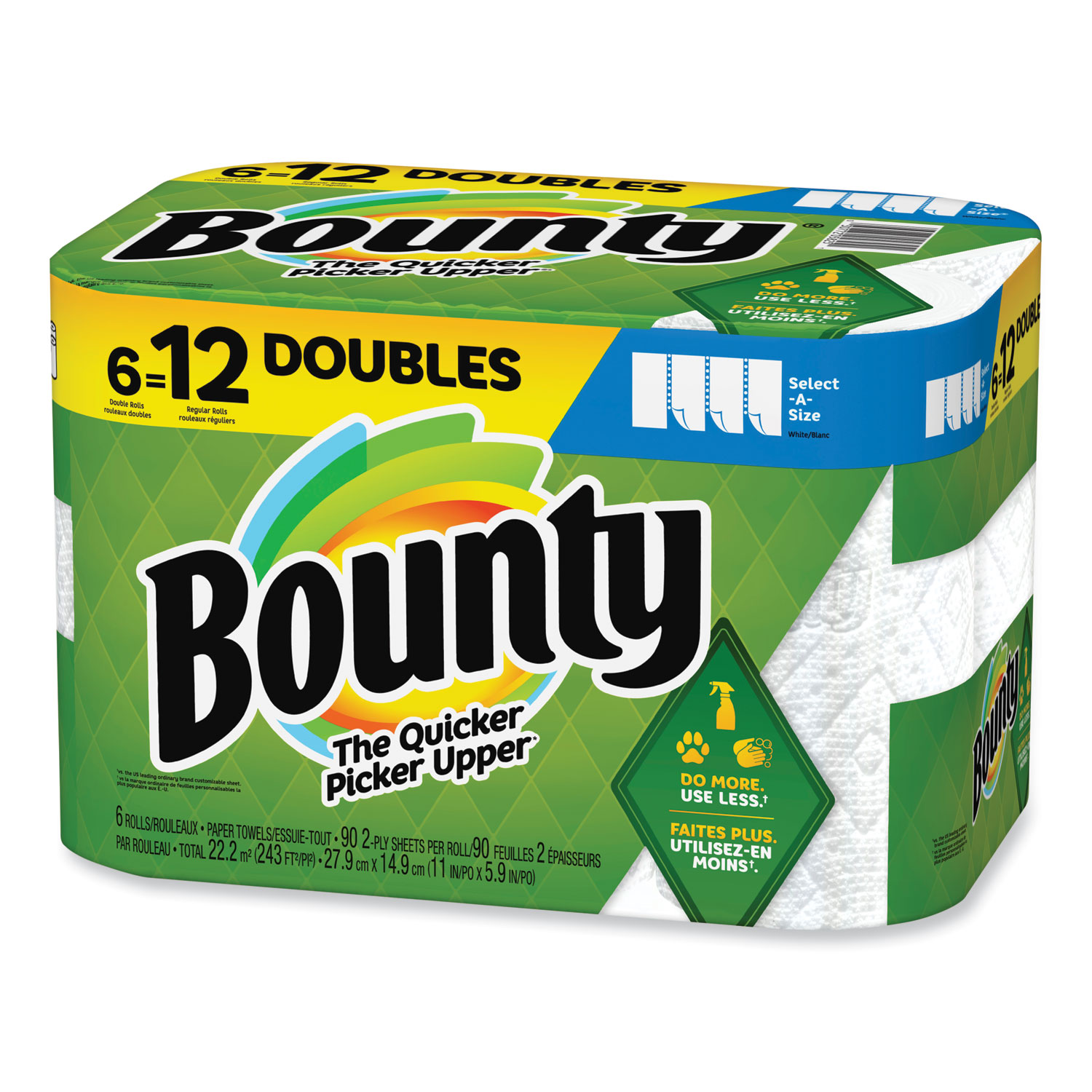 Bounty Bounty Select-A-Size Paper Towels, White, 12 Super Rolls = 22  Regular Rolls, 12 Count