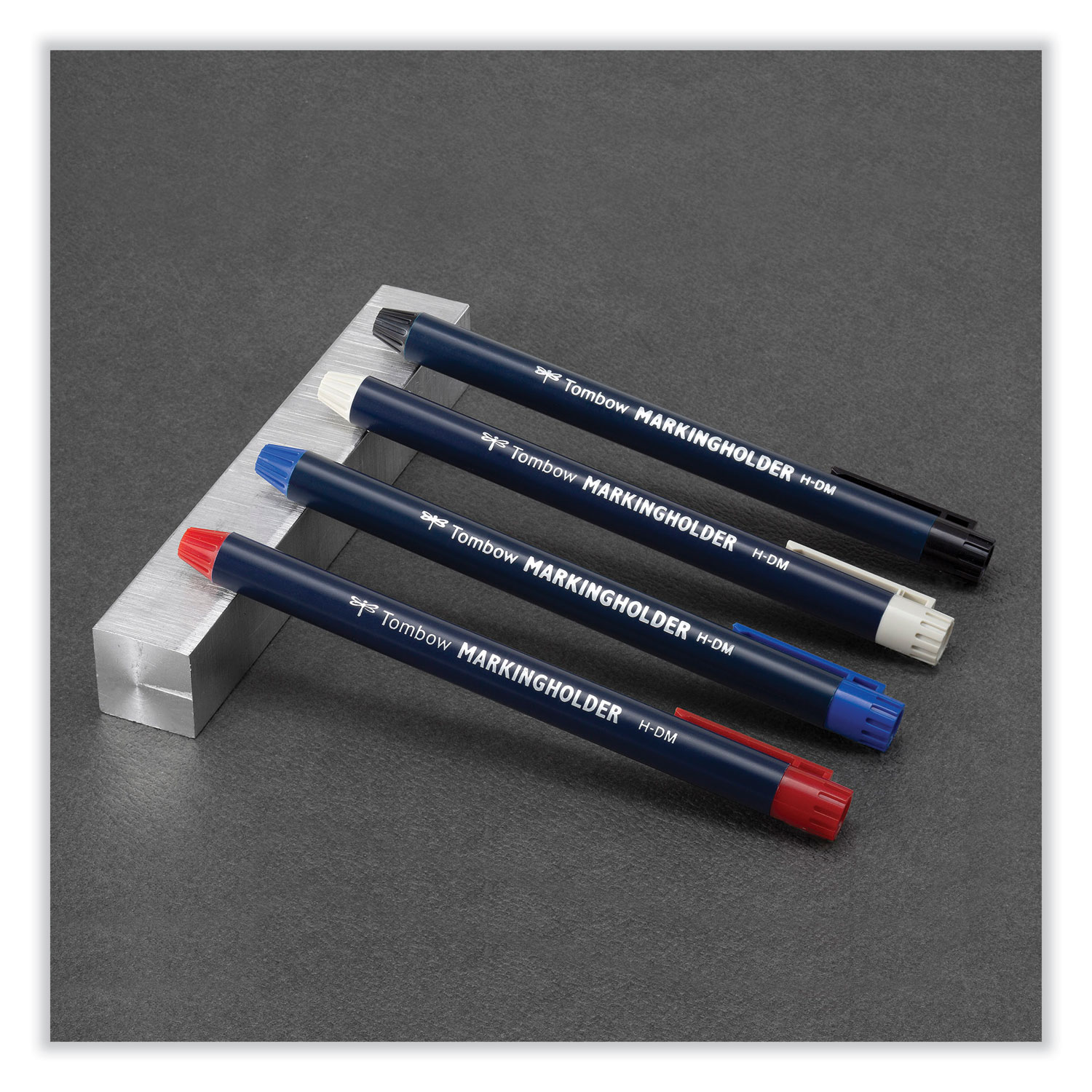Tombow Wax-Based Marking Pencil, 4.4 mm, Red Wax, Navy Blue Barrel, 10/Box, TOM51537