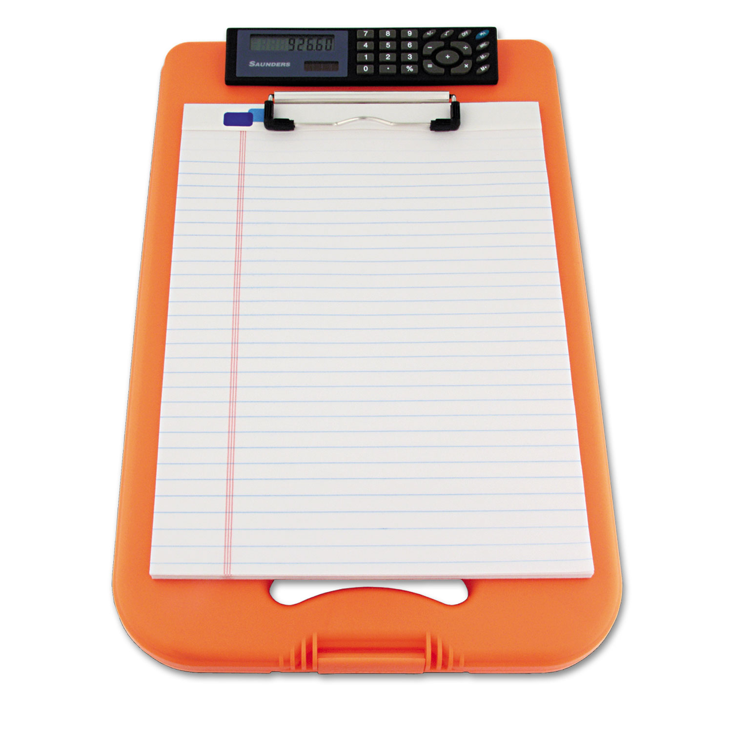 DeskMate II w/Calculator, 1/2 Clip Cap, 8 1/2 x 12 Sheets, Hi-Vis Orange