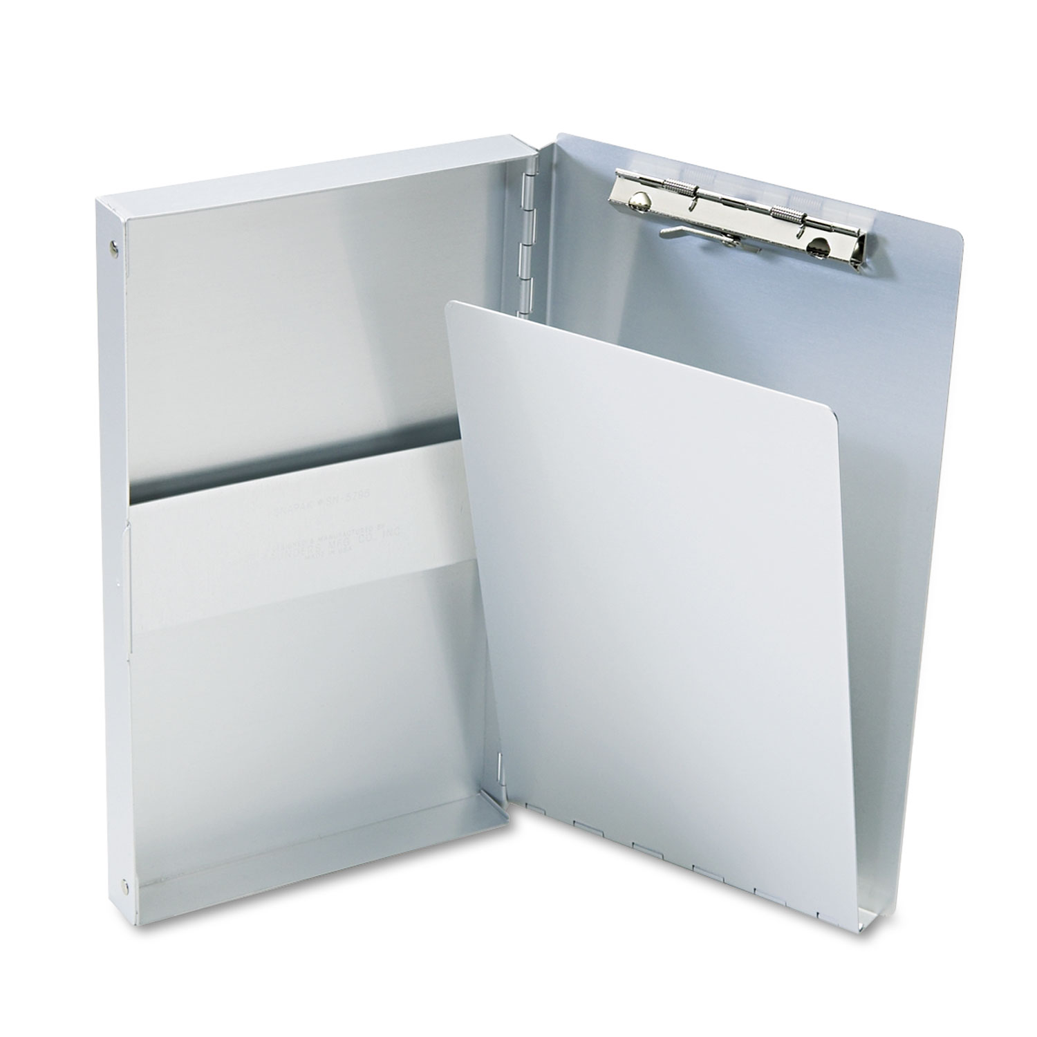 Snapak Aluminum Side-Open Forms Folder, 3/8" Clip Cap, 5.66 x 9.5 Sheets, Silver