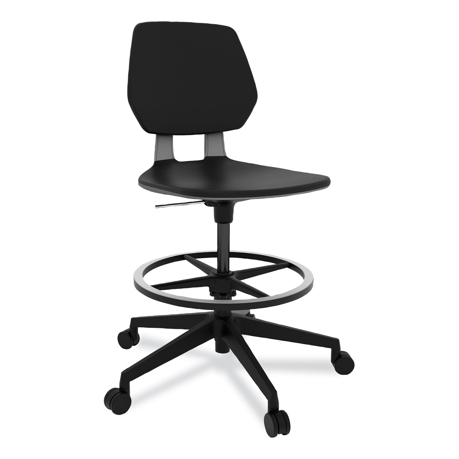 Safco® Commute Extended Height Task Chair, Supports Up to 275 lb, 22.25 to 32.25 Seat Height, Black Seat, Black Back, Black Base