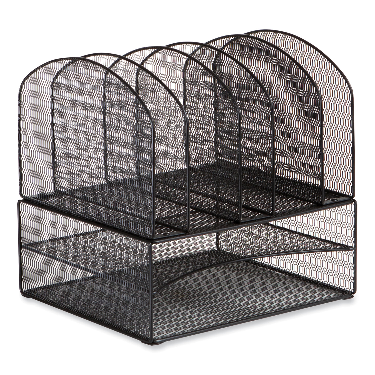 Onyx Mesh Desk Organizer, Two Horizontal and Six Upright Sections, Letter Size Files, 13.25 x 11.32 x 13.32, Black