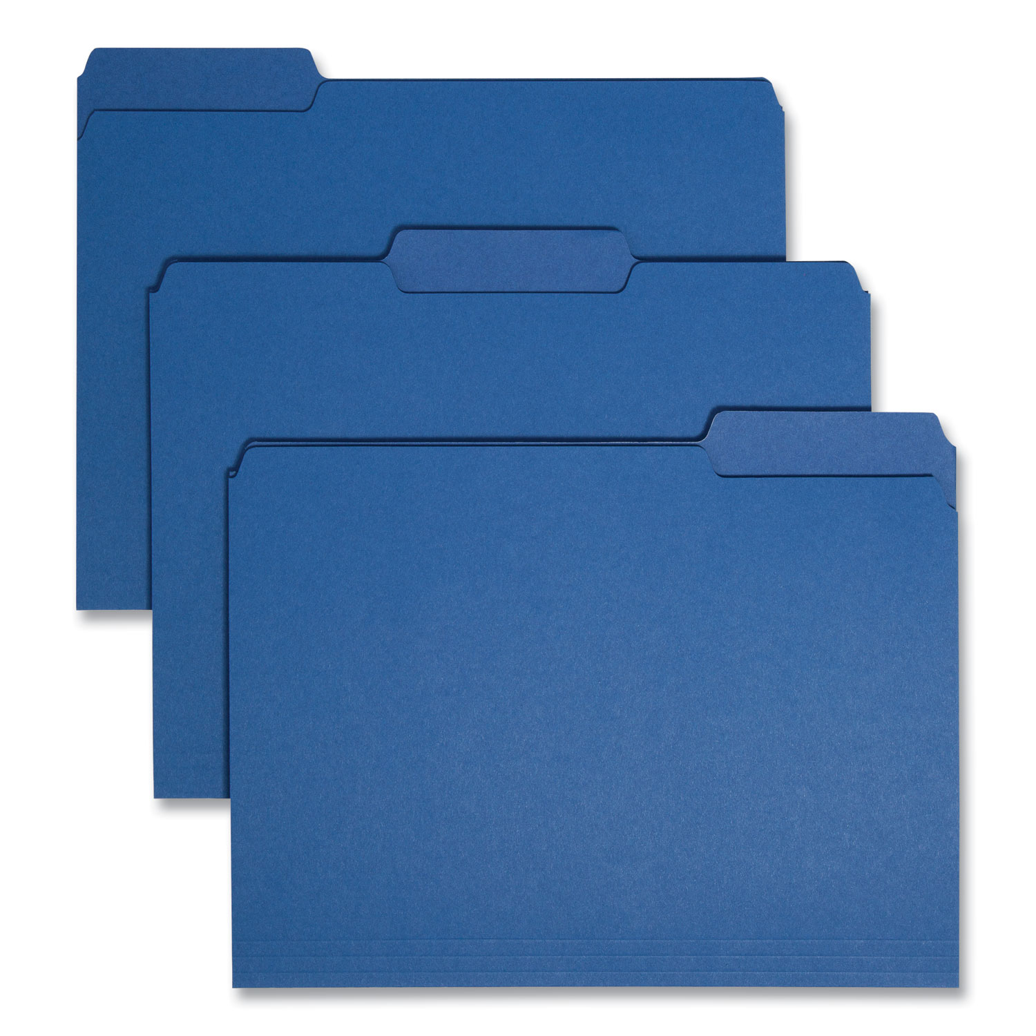 Interior File Folders, 1/3-Cut Tabs: Assorted, Letter Size, 0.75″ Expansion, Navy Blue, 100/Box