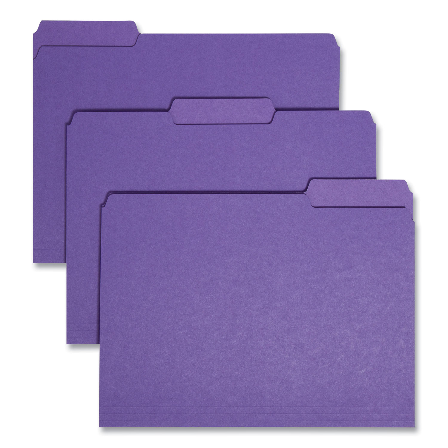 Interior File Folders, 1/3-Cut Tabs: Assorted, Letter Size, 0.75″ Expansion, Purple, 100/Box