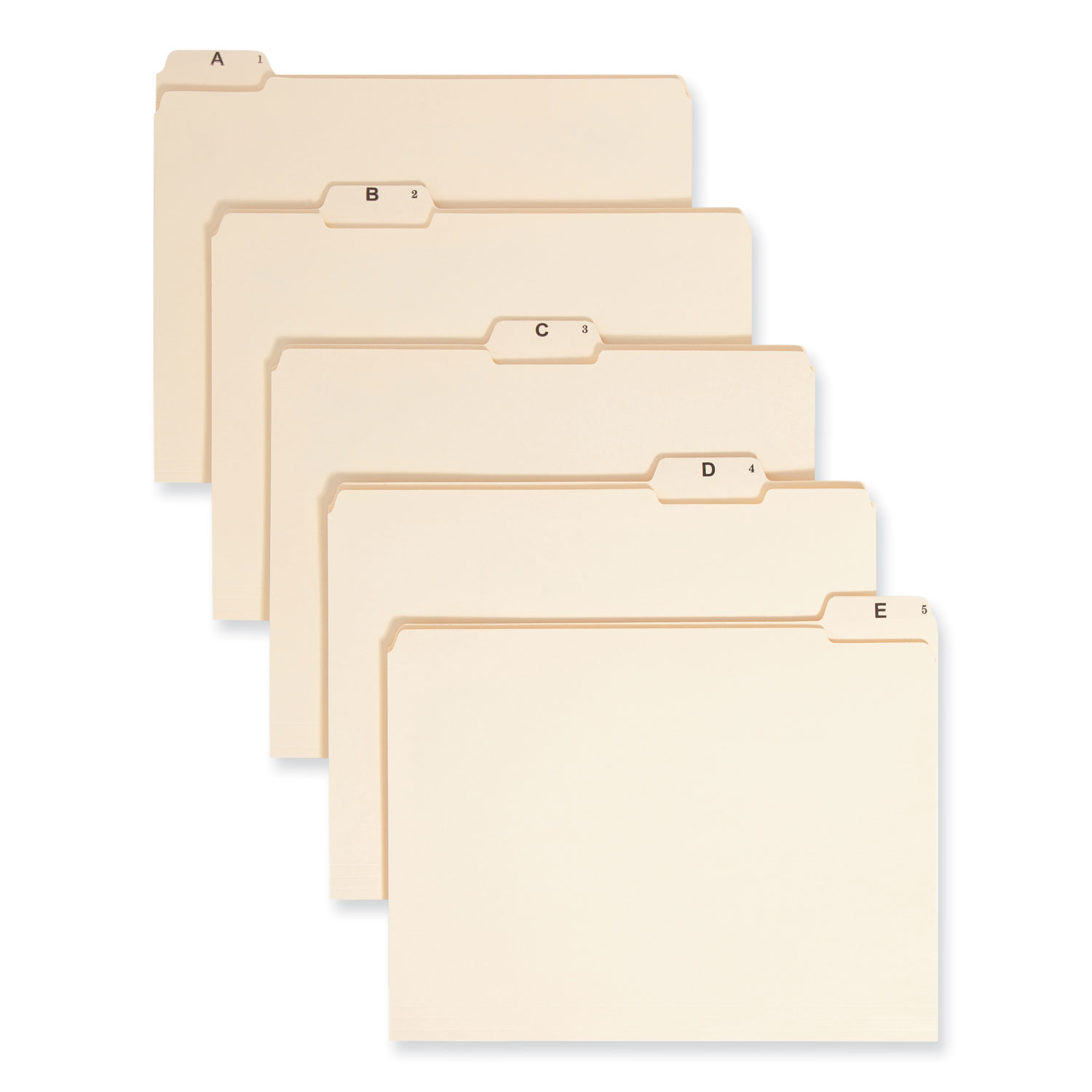 Indexed File Folder Sets, 1/5-Cut Prelabeled Tabs: A to Z, Letter Size, 0.75″ Expansion, Manila, 25/Set