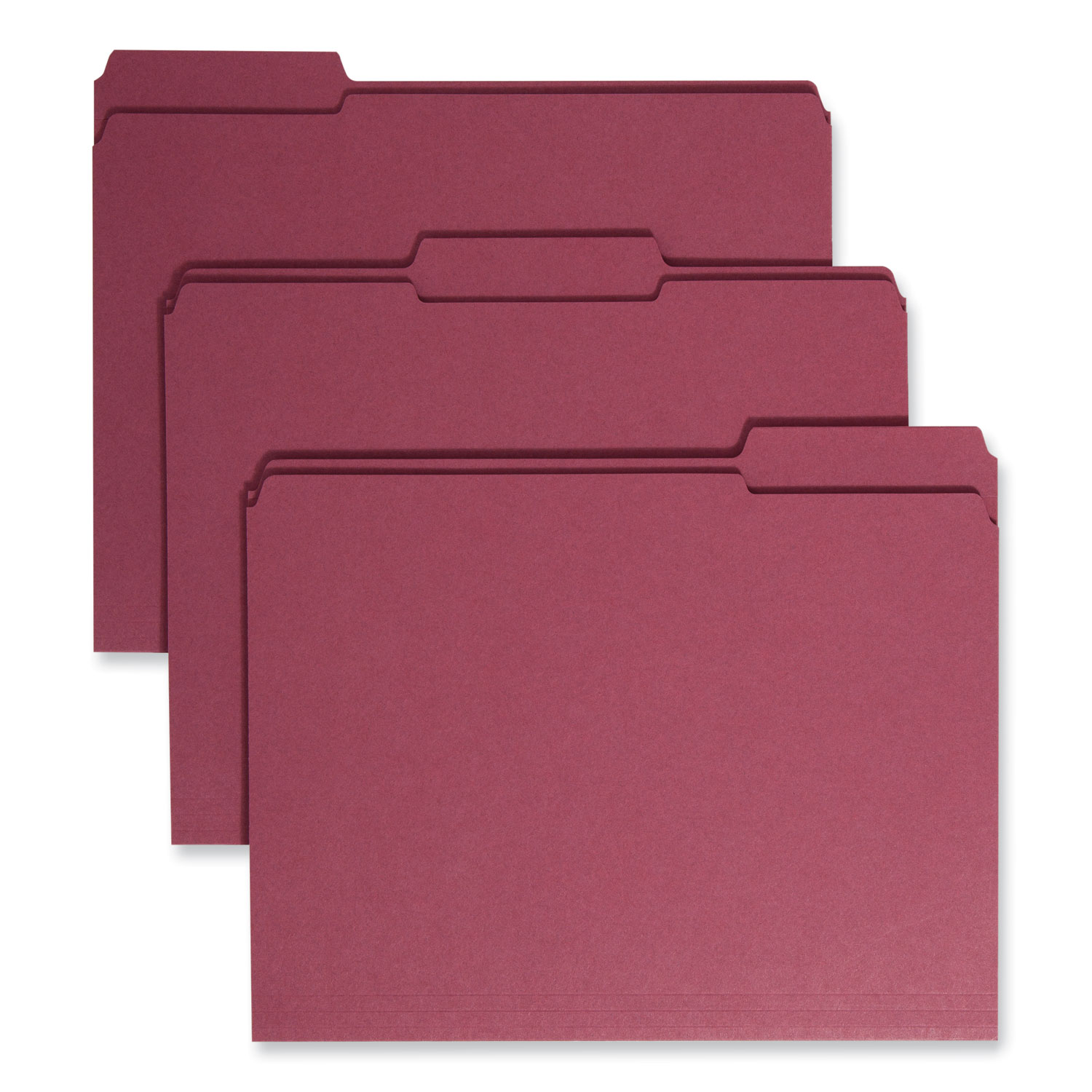 Reinforced Top Tab Colored File Folders, 1/3-Cut Tabs: Assorted, Letter Size, 0.75″ Expansion, Maroon, 100/Box