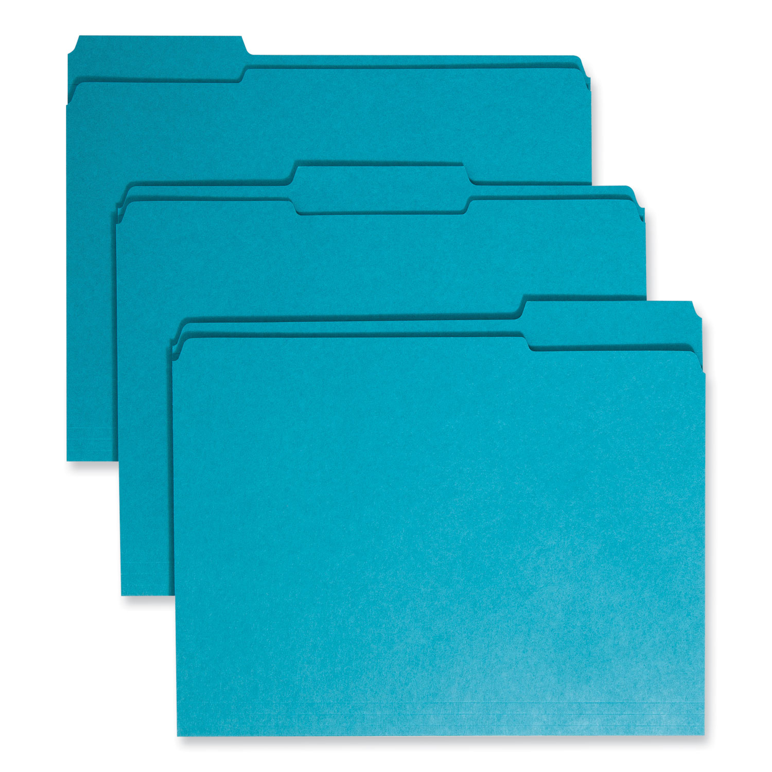 Reinforced Top Tab Colored File Folders, 1/3-Cut Tabs: Assorted, Letter Size, 0.75″ Expansion, Teal, 100/Box