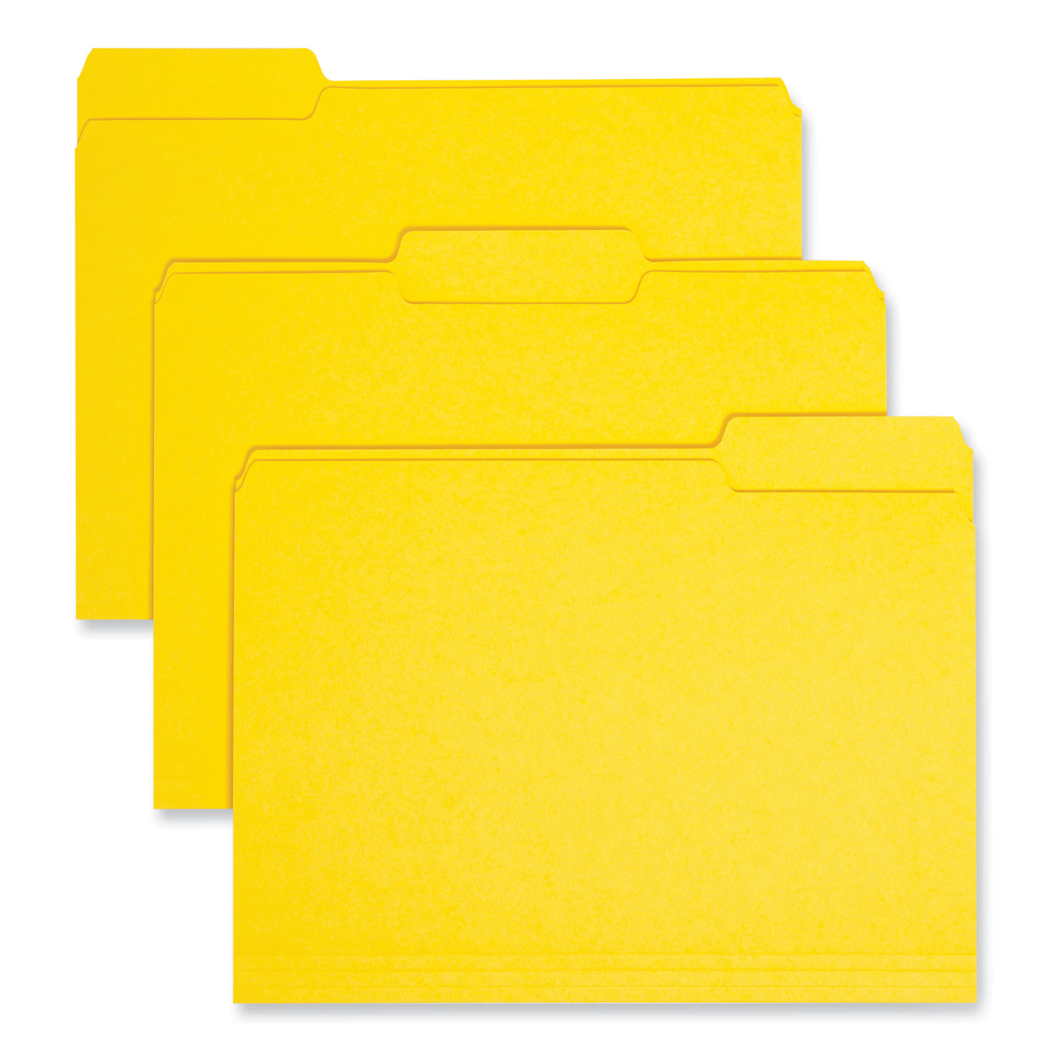 Interior File Folders, 1/3-Cut Tabs: Assorted, Letter Size, 0.75″ Expansion, Yellow, 100/Box