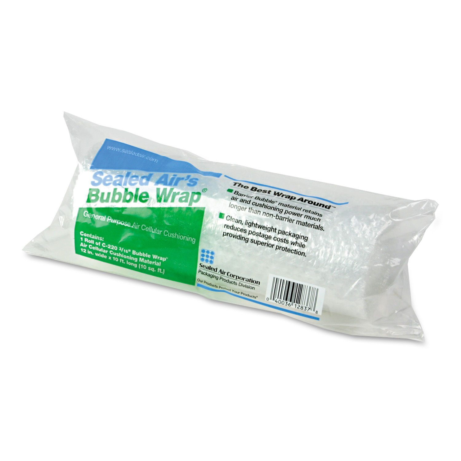 Bubble Wrap® Cushioning Material, 3/16" Thick, 12" x 10 ft.