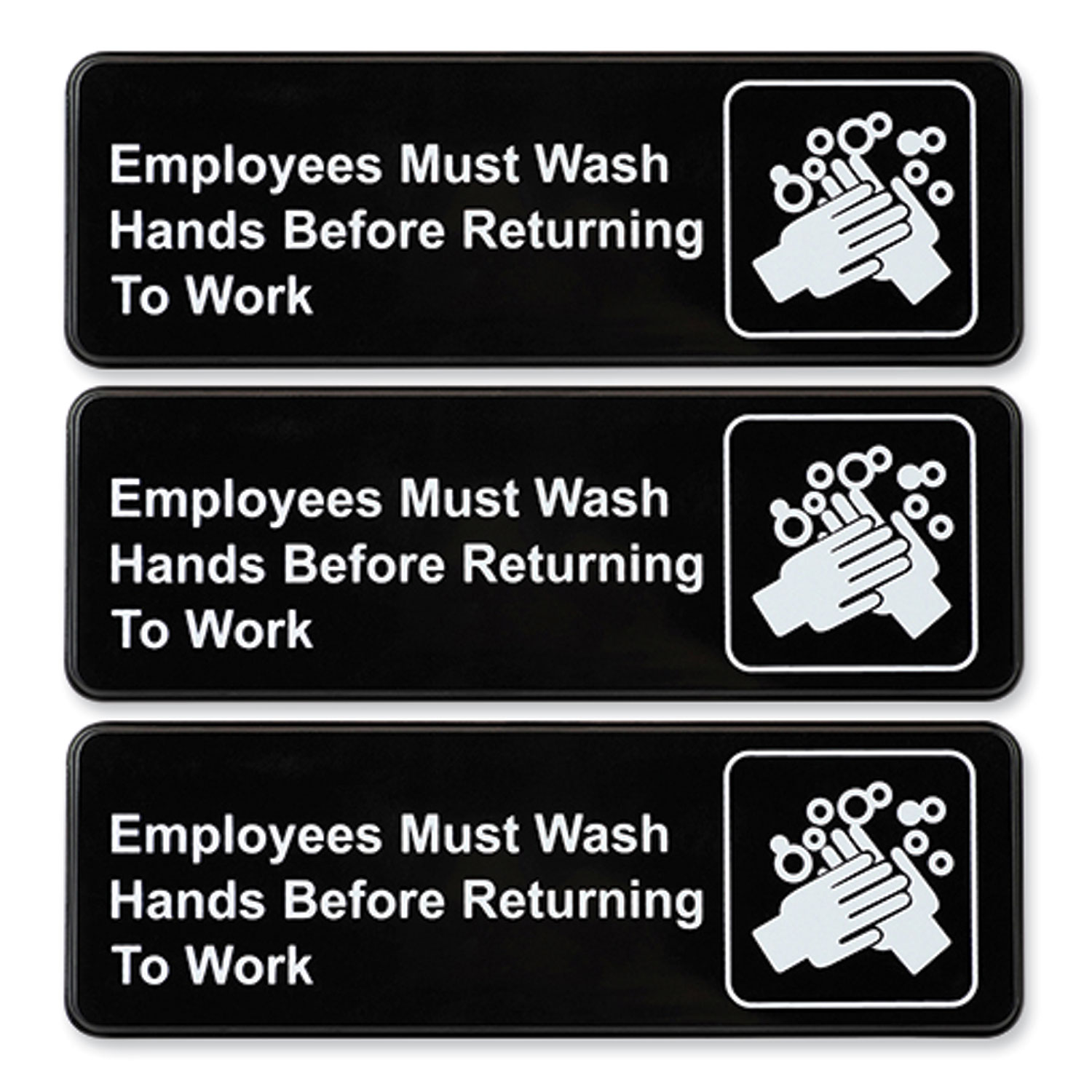 Indoor/Outdoor Restroom with Braille Text, 6″ x 9″, Black Face, White Graphics, 3/Pack