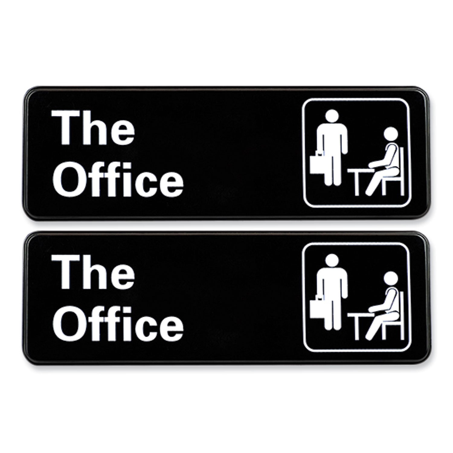 The Office Indoor/Outdoor Wall Sign, 9″ x 3″, Black Face, White Graphics, 2/Pack