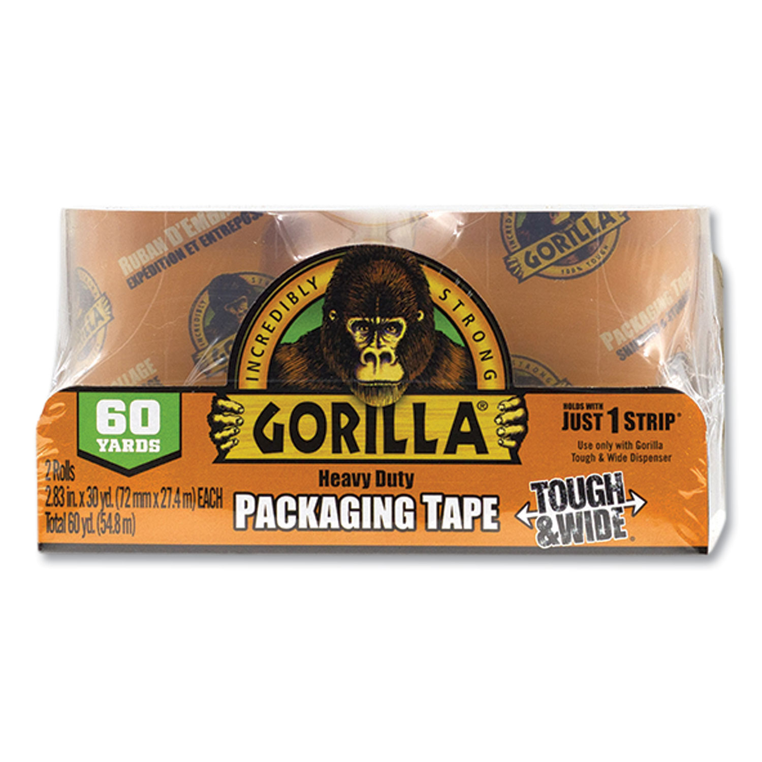 Heavy Duty Tough and Wide Packaging Tape Refill, 2.88″ x 30 yds, Clear, 2/Pack