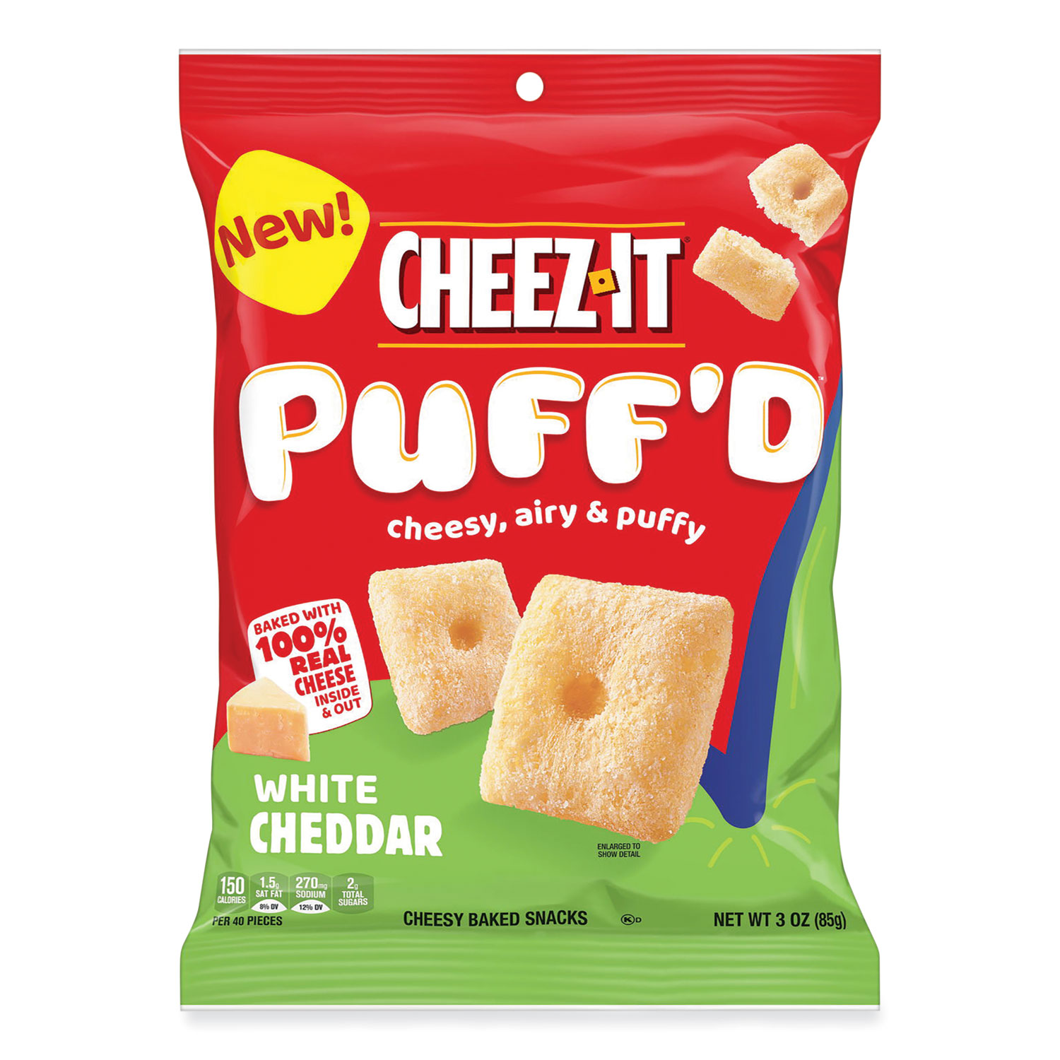 Cheez-It® Puff'd Crackers, White Cheddar, 3 oz Bag, 6/Carton