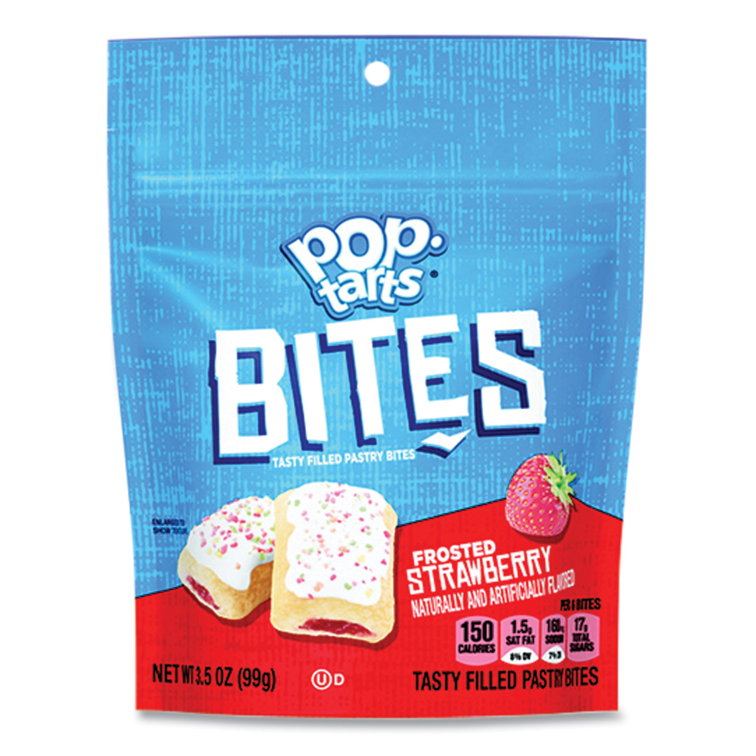 Pop Tarts Bites, Frosted Strawberry, 3.5 oz Bag, 6/Carton