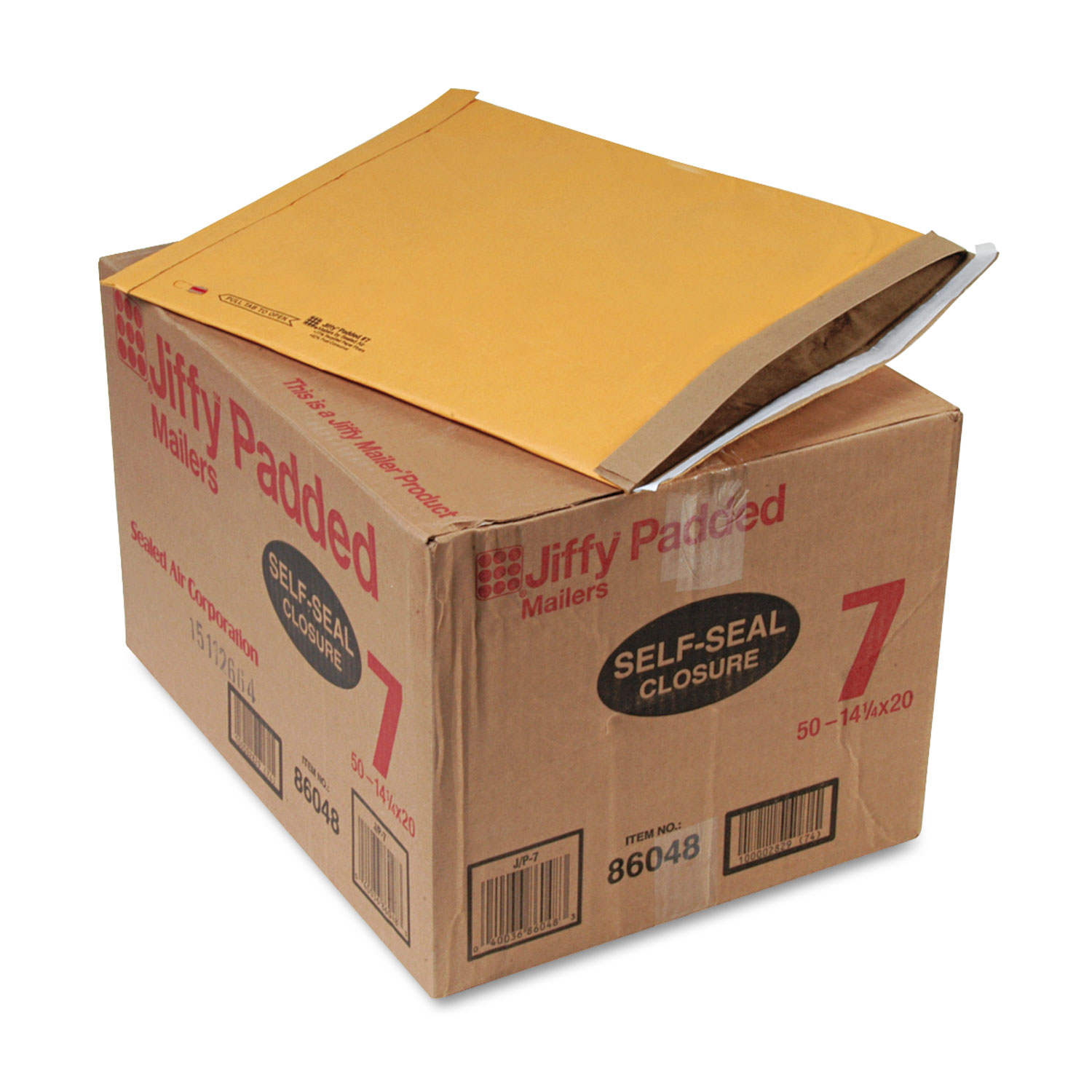  Sealed Air 64542 Jiffy Padded Mailer, #7, Paper Lining, Self-Adhesive Closure, 14.25 x 20, Natural Kraft, 50/Carton (SEL64542) 