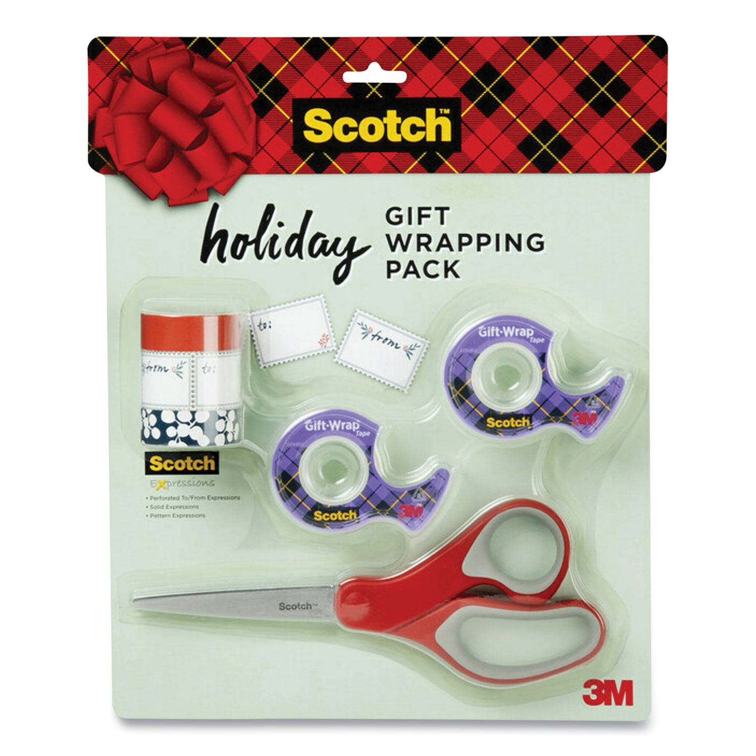Scotch Holiday Gift Wrapping Pack, Assorted Tapes Plus Scissors/Kit