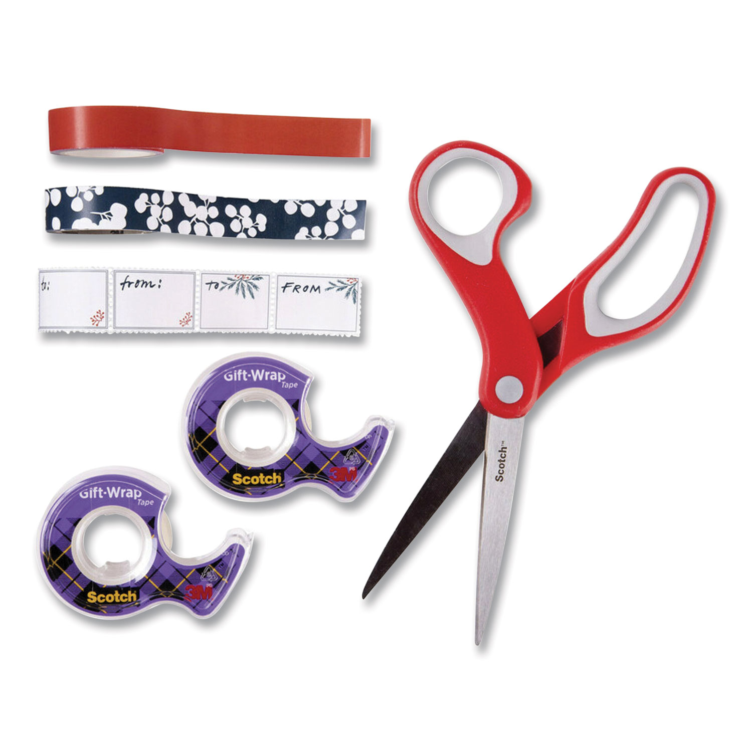 Holiday Gift Wrapping Pack, Assorted Tapes Plus Scissors/Kit - Zerbee