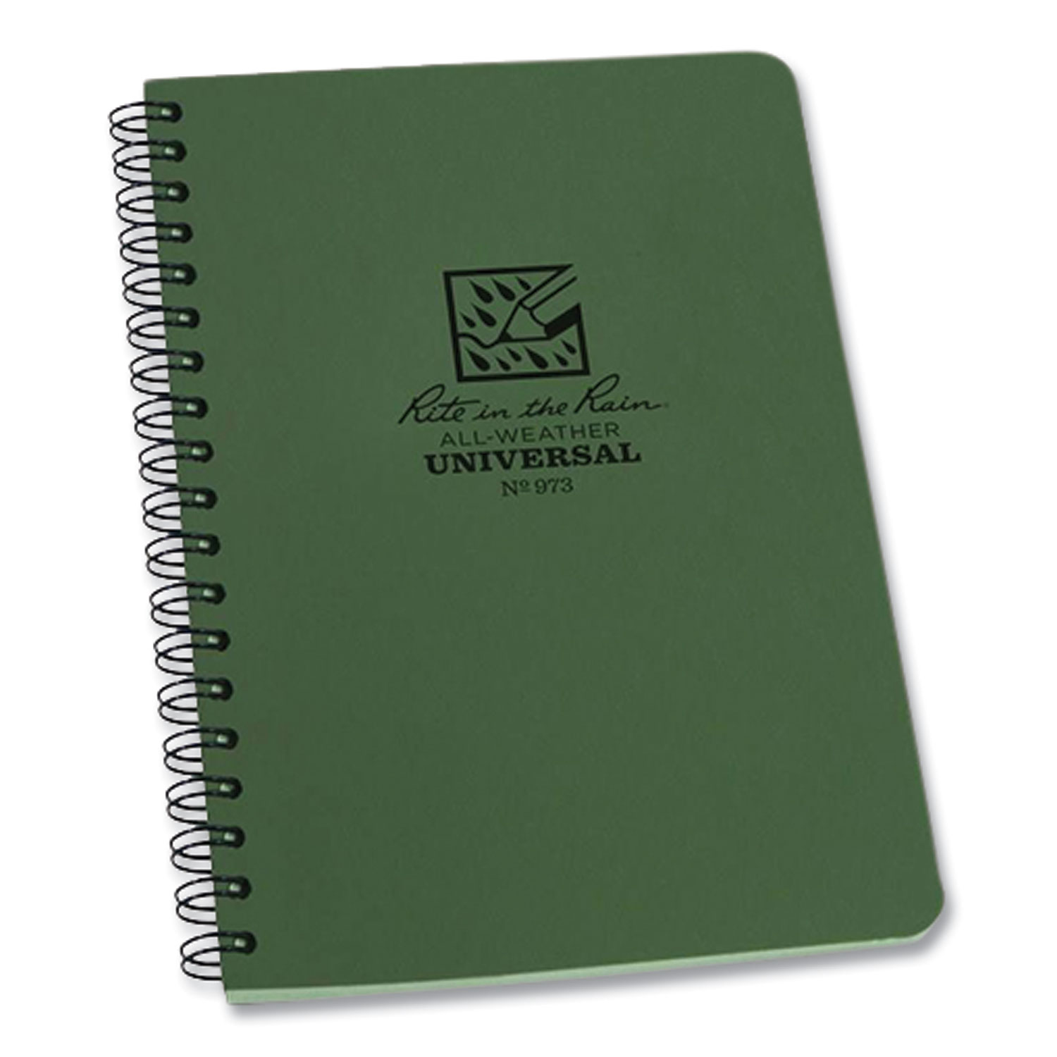 Rite in the Rain® All-Weather Wire-O Notebook, Universal: Narrow Rule and Quadrille Rule, Dark Green Cover, (32) 7 x 4.63 Sheets