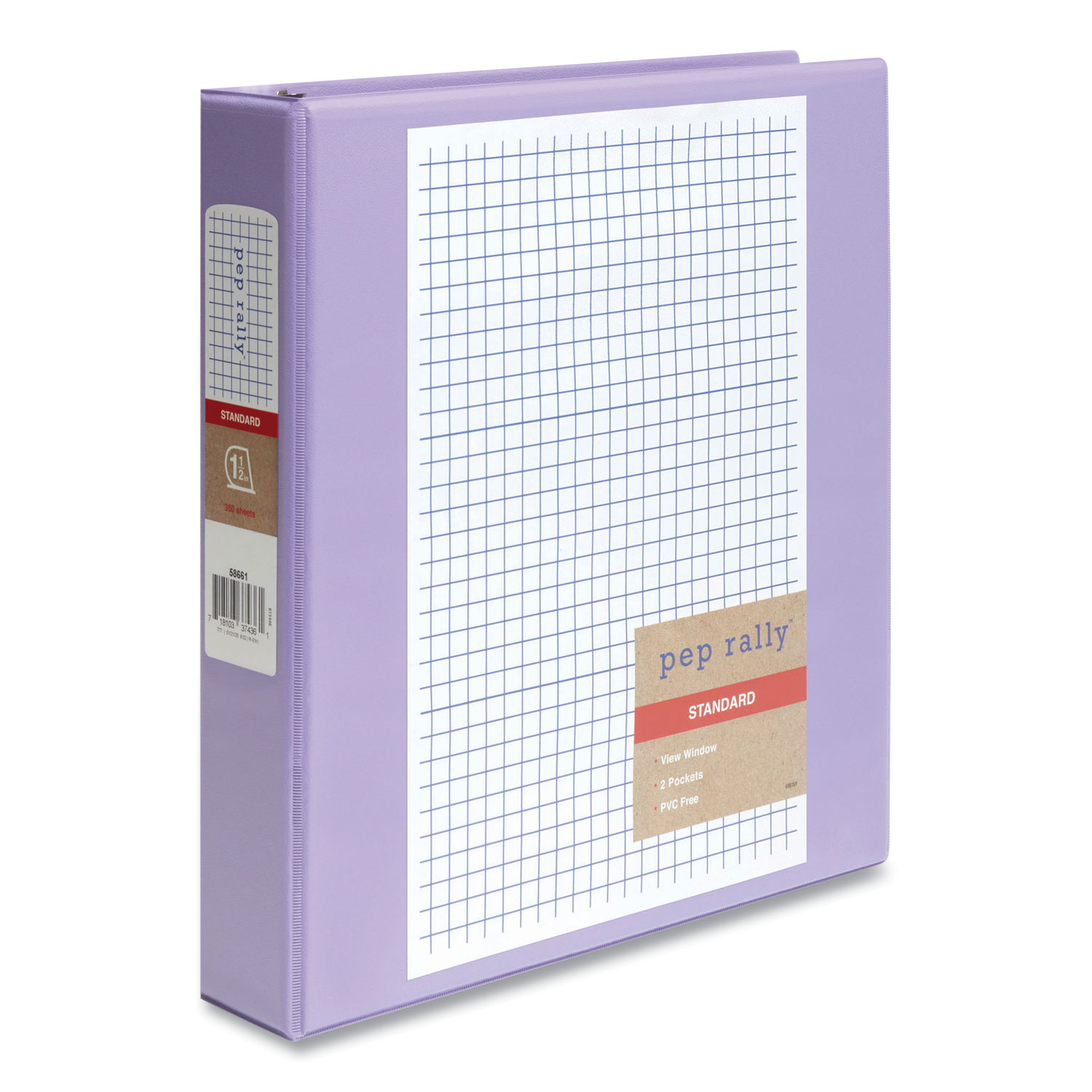 Standard 3-Ring View Binder, 3 Rings, 1.5″ Capacity, 11 x 8.5, Lilac