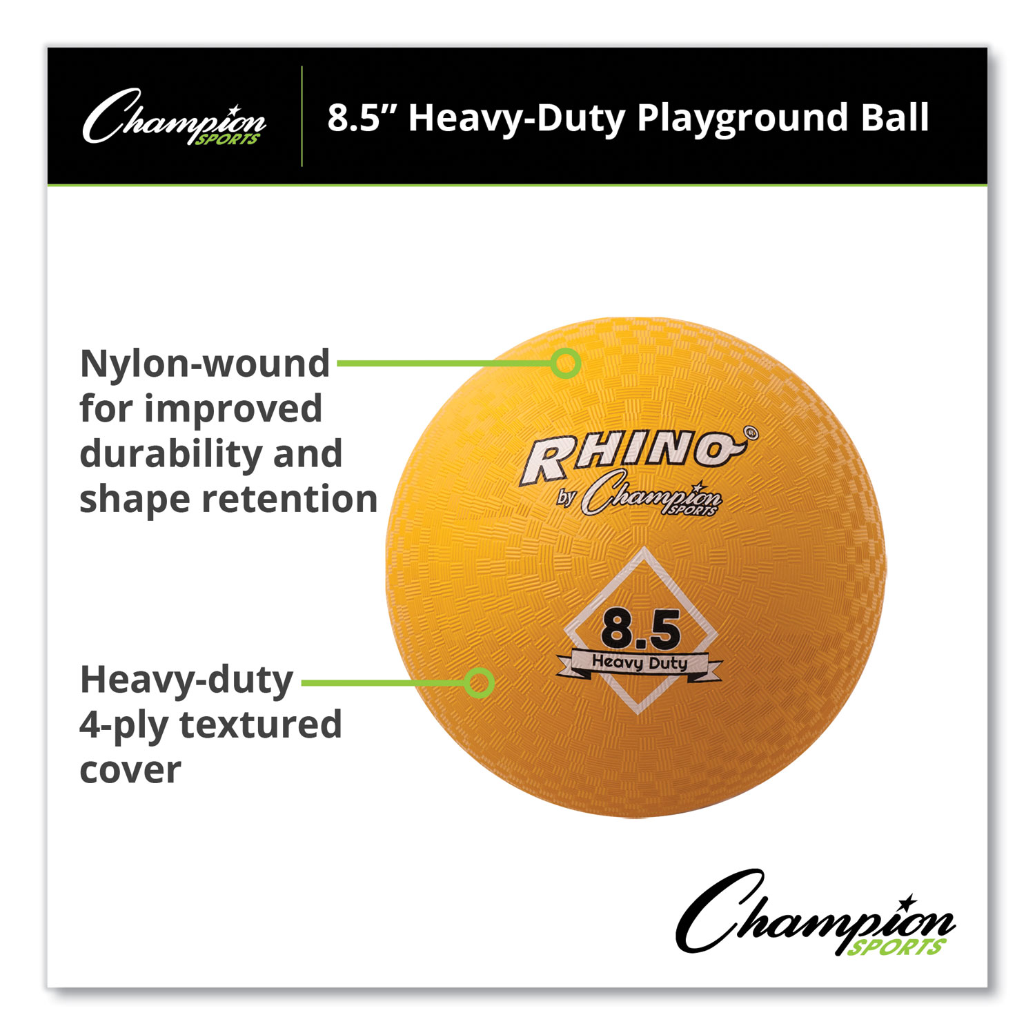 Heavy Duty Playground Ball, 8.5″ Diameter, Yellow