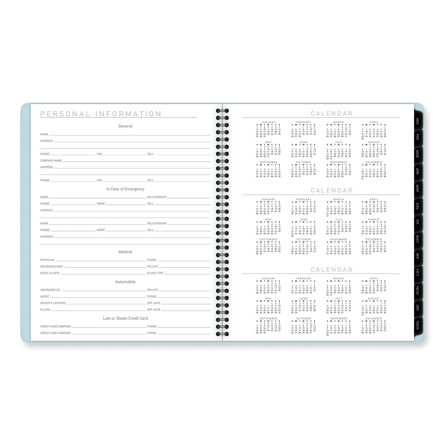 Doodleplan Weekly/Monthly Planner, Adult Coloring Botanica Artwork, 11 x  8.5, White/Teal/Black, 12-Month (Jan to Dec): 2022