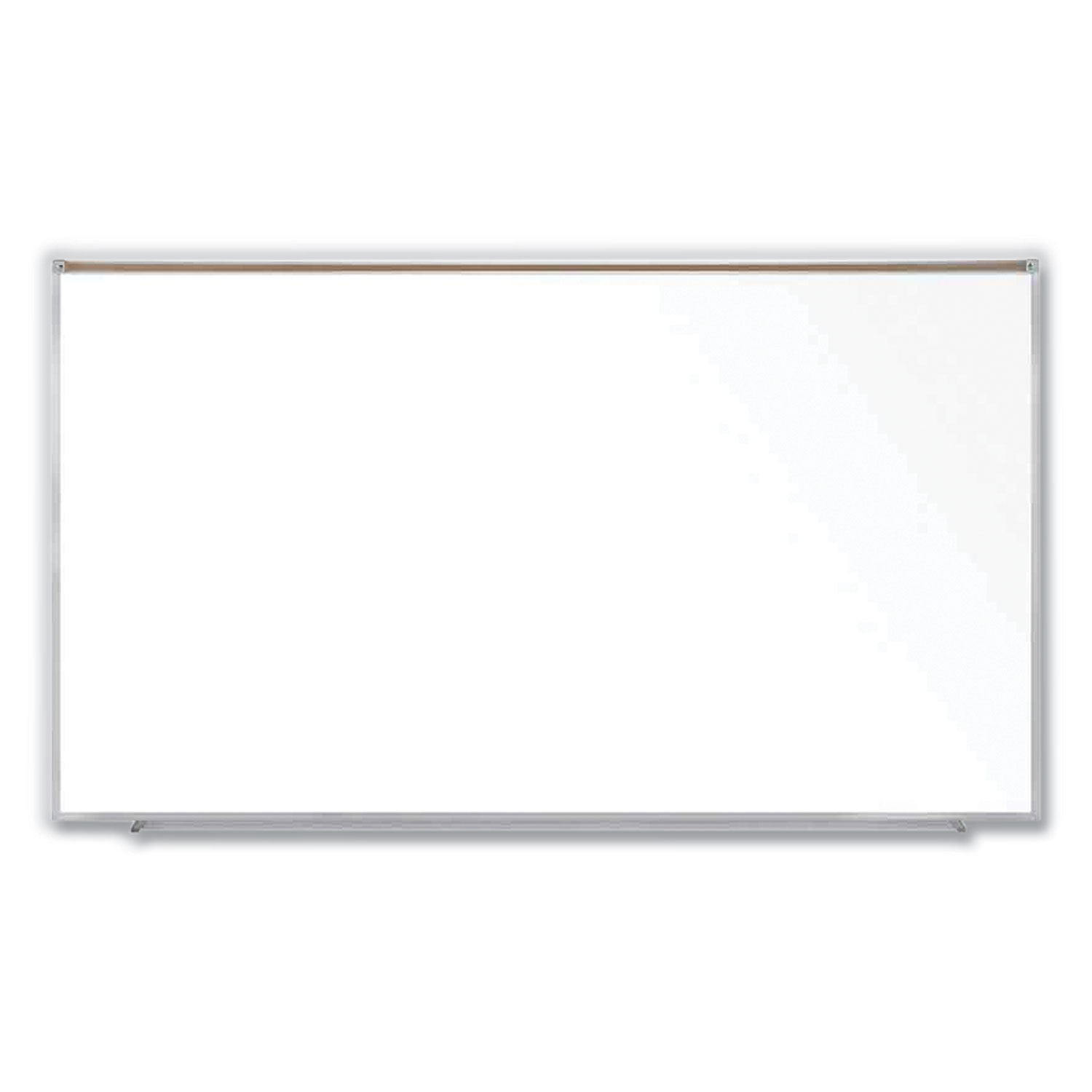 Magnetic Porcelain Whiteboard with Aluminum Frame and Maprail, 96.53″ x 60.47″, White Surface, Satin Aluminum Frame