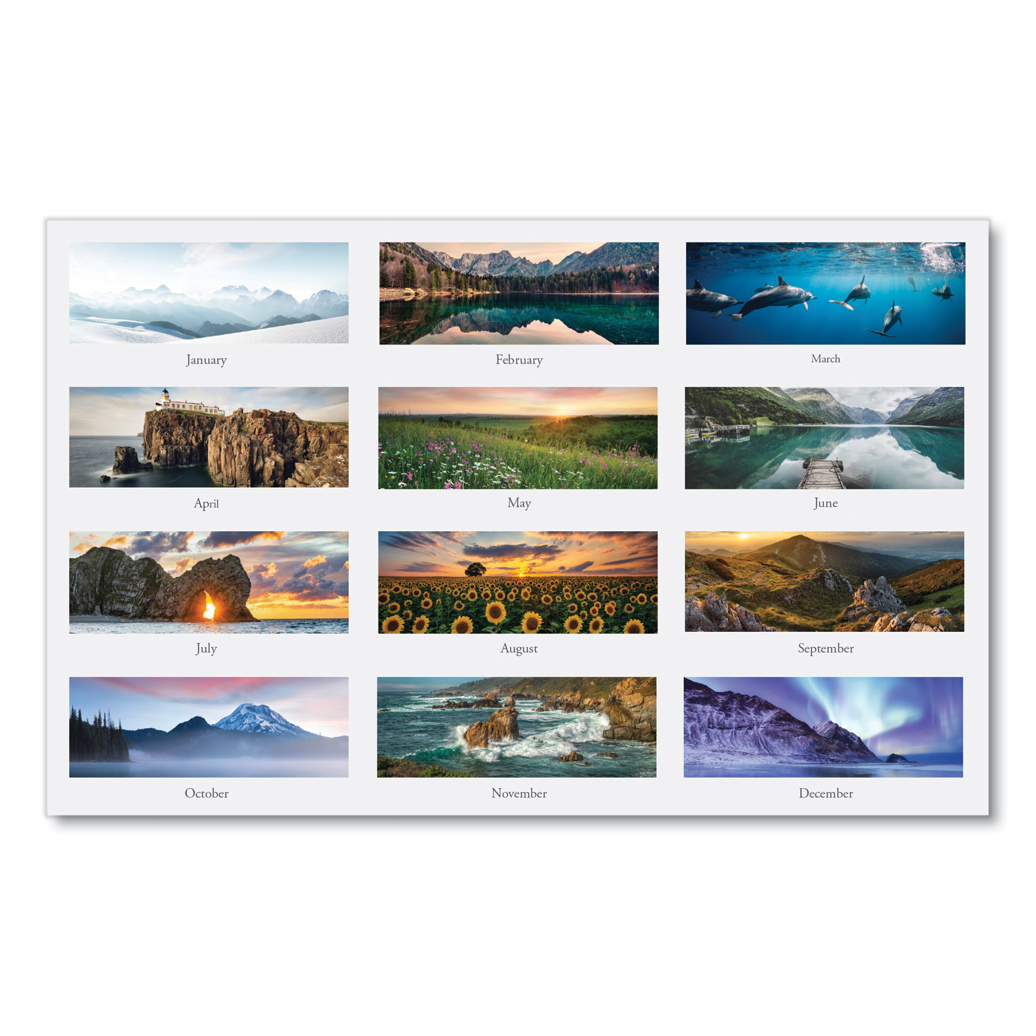 Earthscapes Recycled 3-Month Vertical Wall Calendar, Scenic Landscapes Photography, 12.25 x 26 