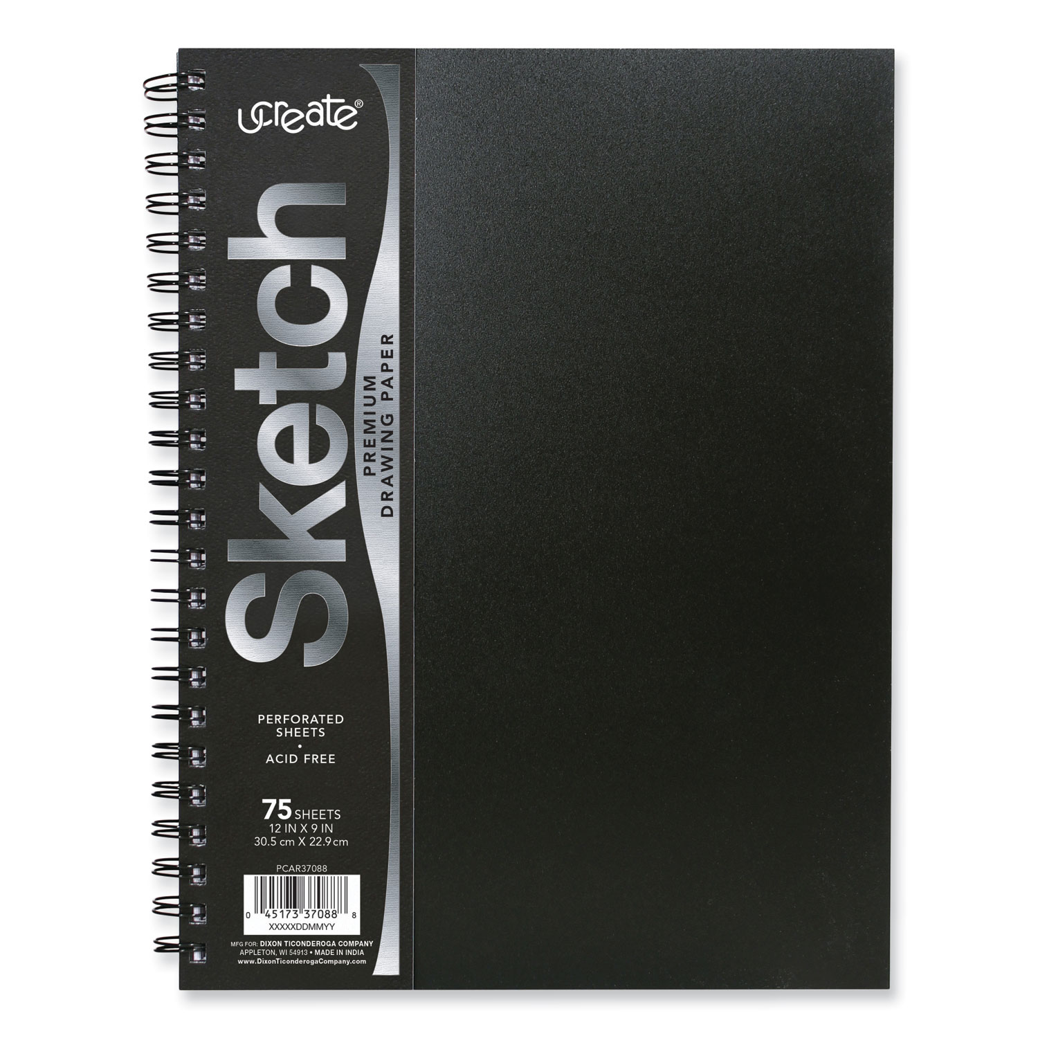 UCreate Poly Cover Sketch Book, Heavyweight, 6 x 9 in, Black, 75 Sheets