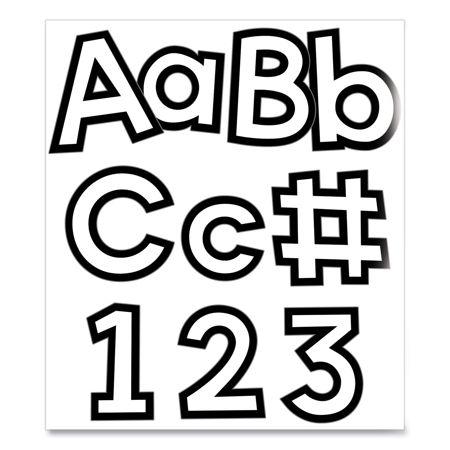 White with Black Trim Combo Pack Letters & Numbers