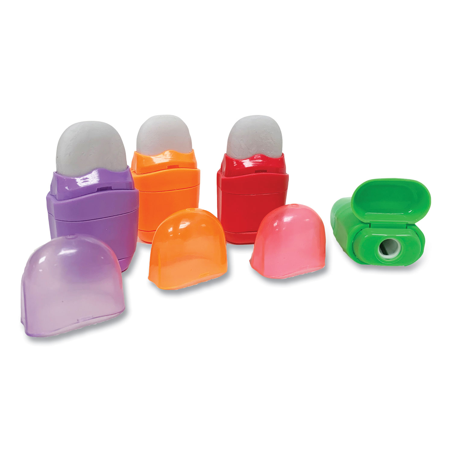 One-Hole Pencil Sharpener/Eraser Combo, 1″ x 0.75″, Randomly Assorted Colors