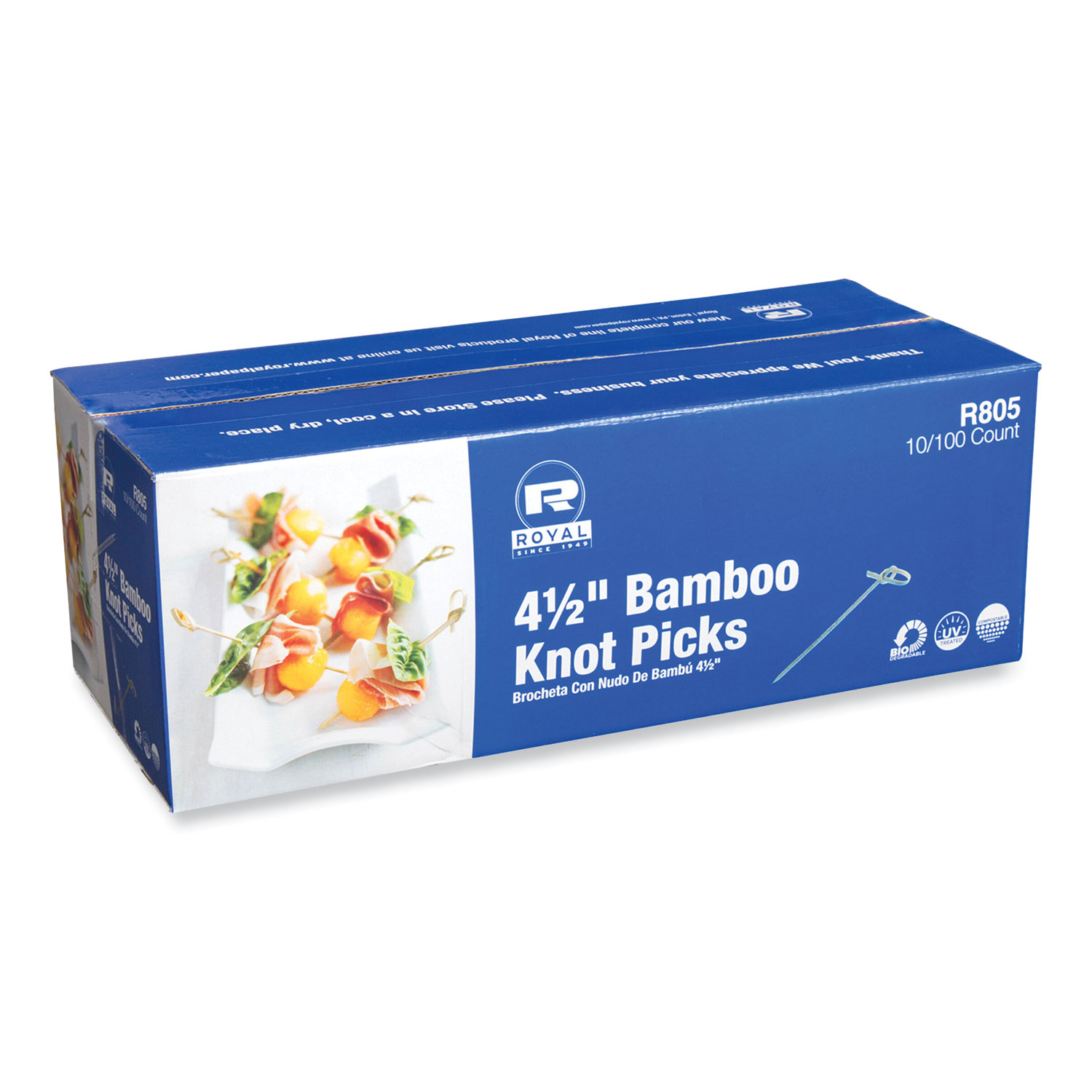 Knotted Bamboo Pick, Natural, 4.5″, 100 Pack, 10 Packs/Carton