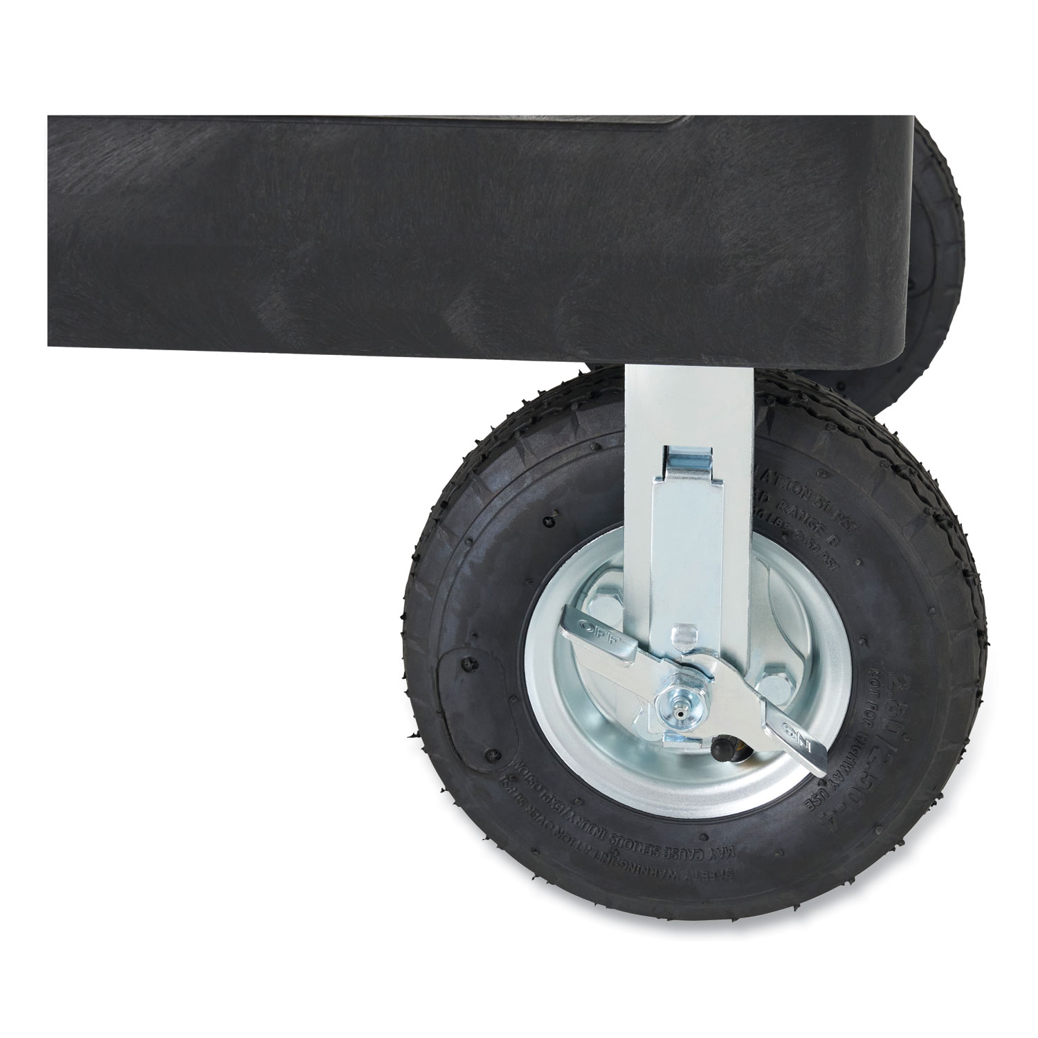 Rubbermaid Black Plastic 2-Shelf Lipped Top Heavy-Duty Utility Cart with  Pneumatic Casters - 54L x 25 1/4W x 43 1/8H