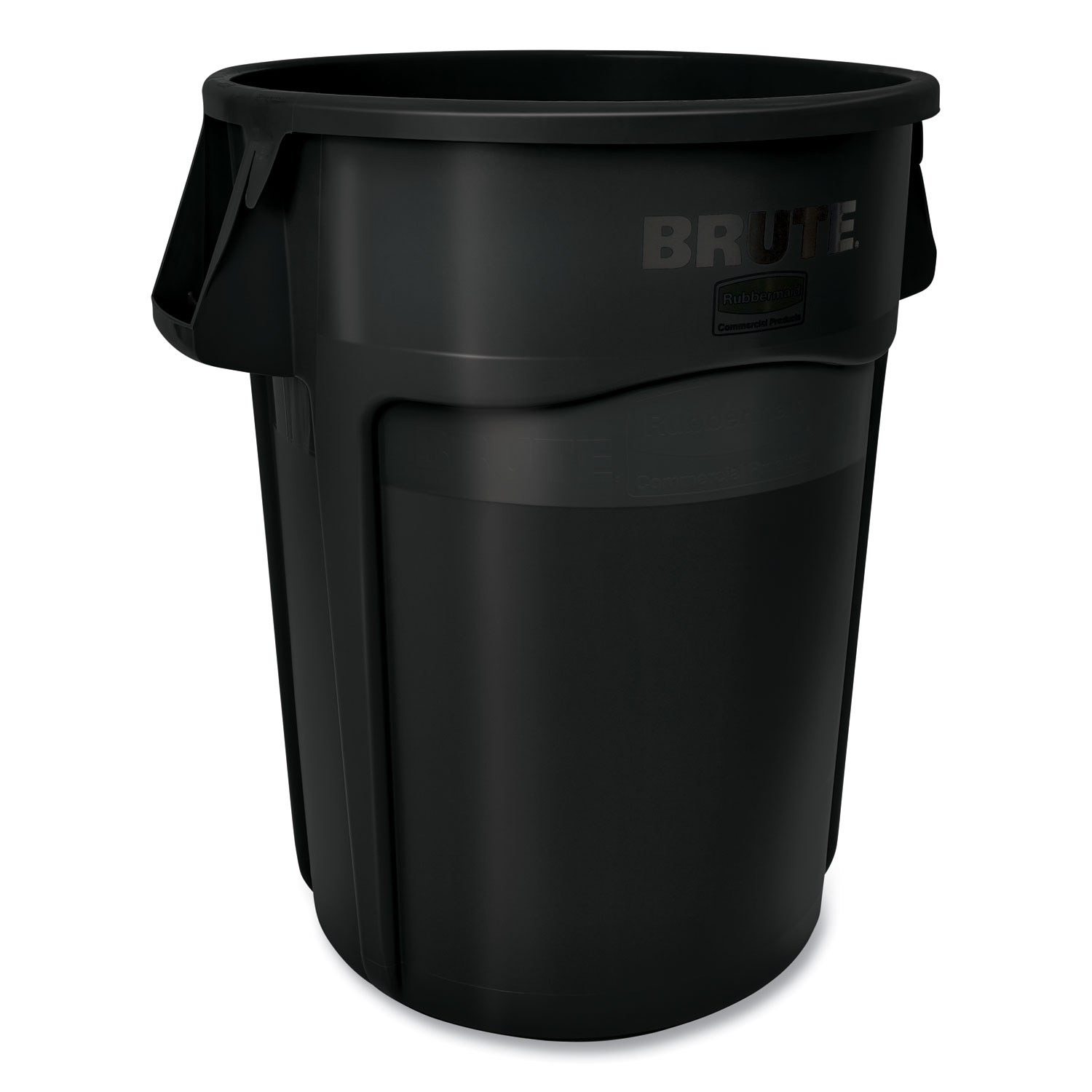 Brute Container, 55 gal, Resin, Black, 3/Carton