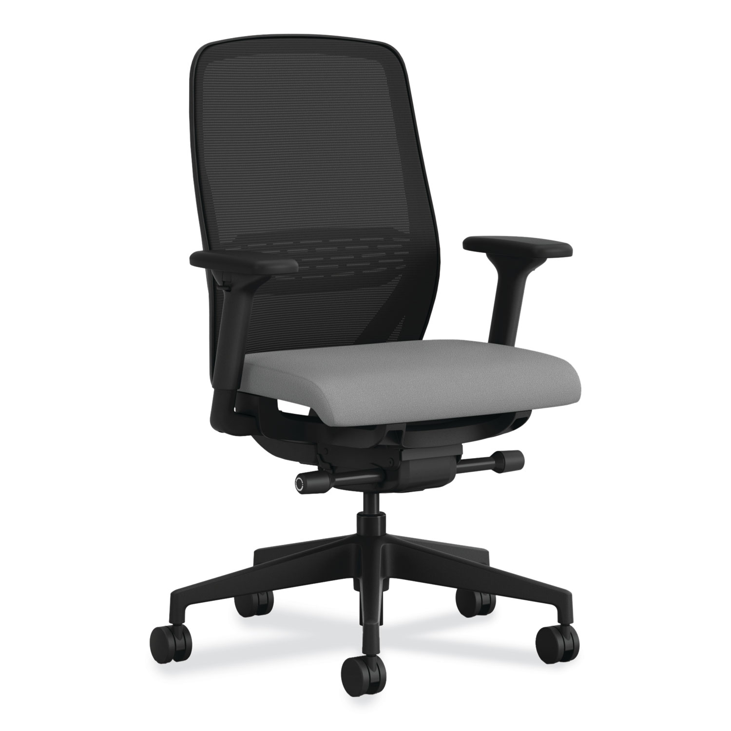 HON® Nucleus Series Recharge Task Chair, 16.63 to 21.13 Seat Height, Frost Seat, Black Back, Black Base