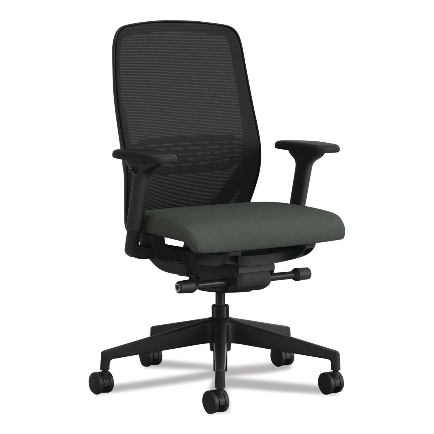 Nucleus Series Recharge Task Chair, Supports Up to 300 lb, 16.63 to 21.13 Seat Height, Iron Ore Seat, Black Back, Black Base