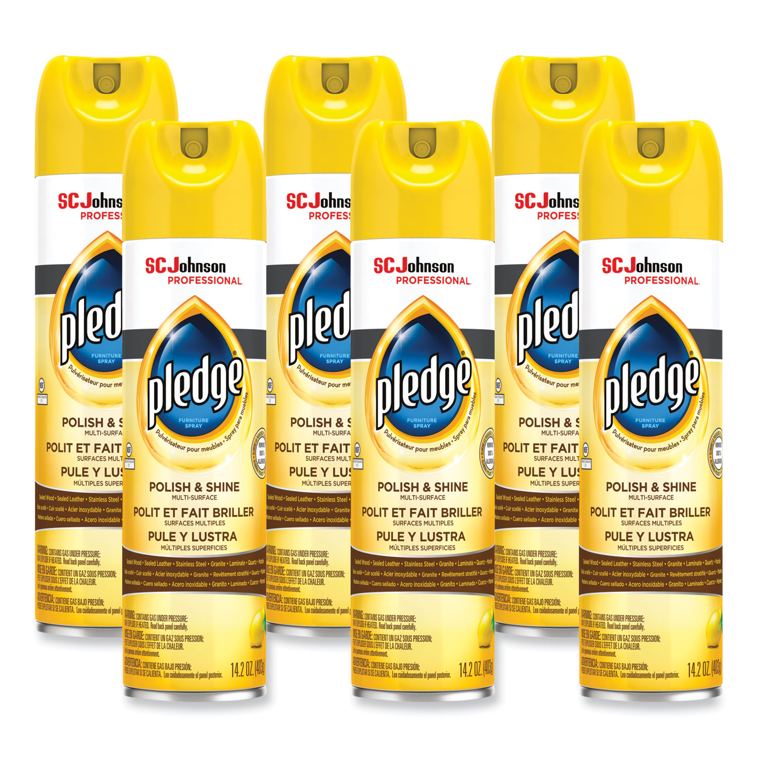 Furniture Polish, Lemon, 14.2 oz Aerosol Spray, 6/Carton