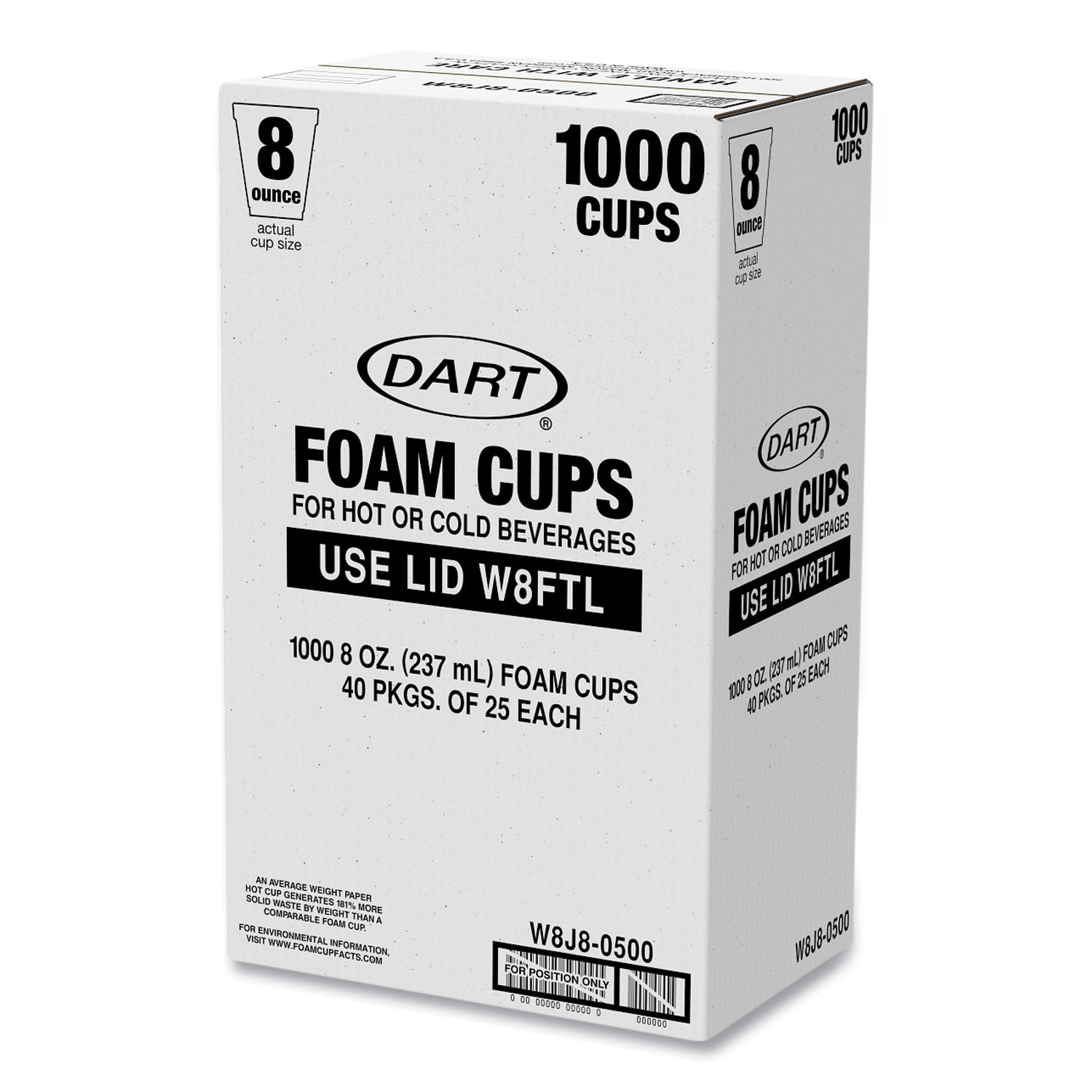 Foam Drink Cups, 12 oz, White, 25/Pack - mastersupplyonline