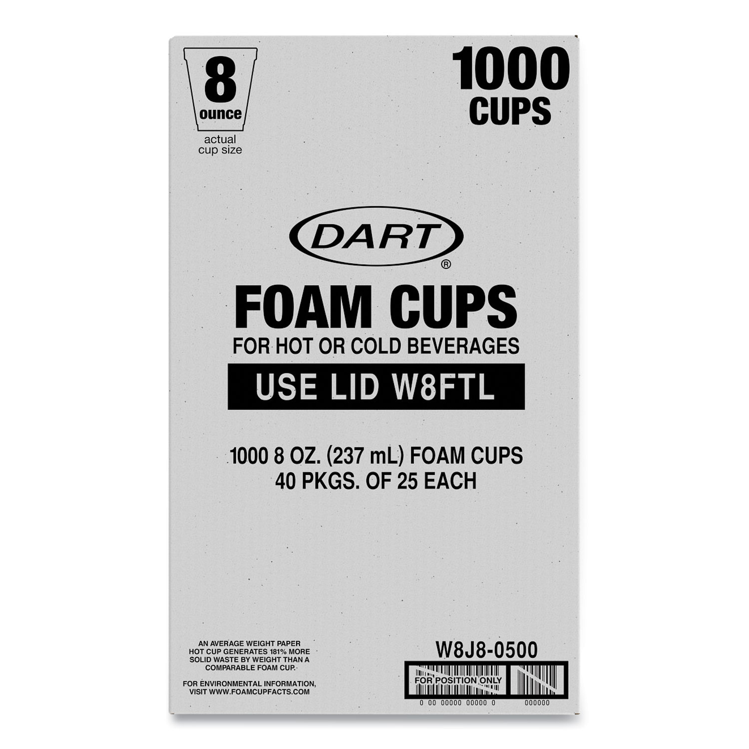 Foam Drink Cups, 20 oz, White, 25/Bag, 20 Bags/Carton - mastersupplyonline