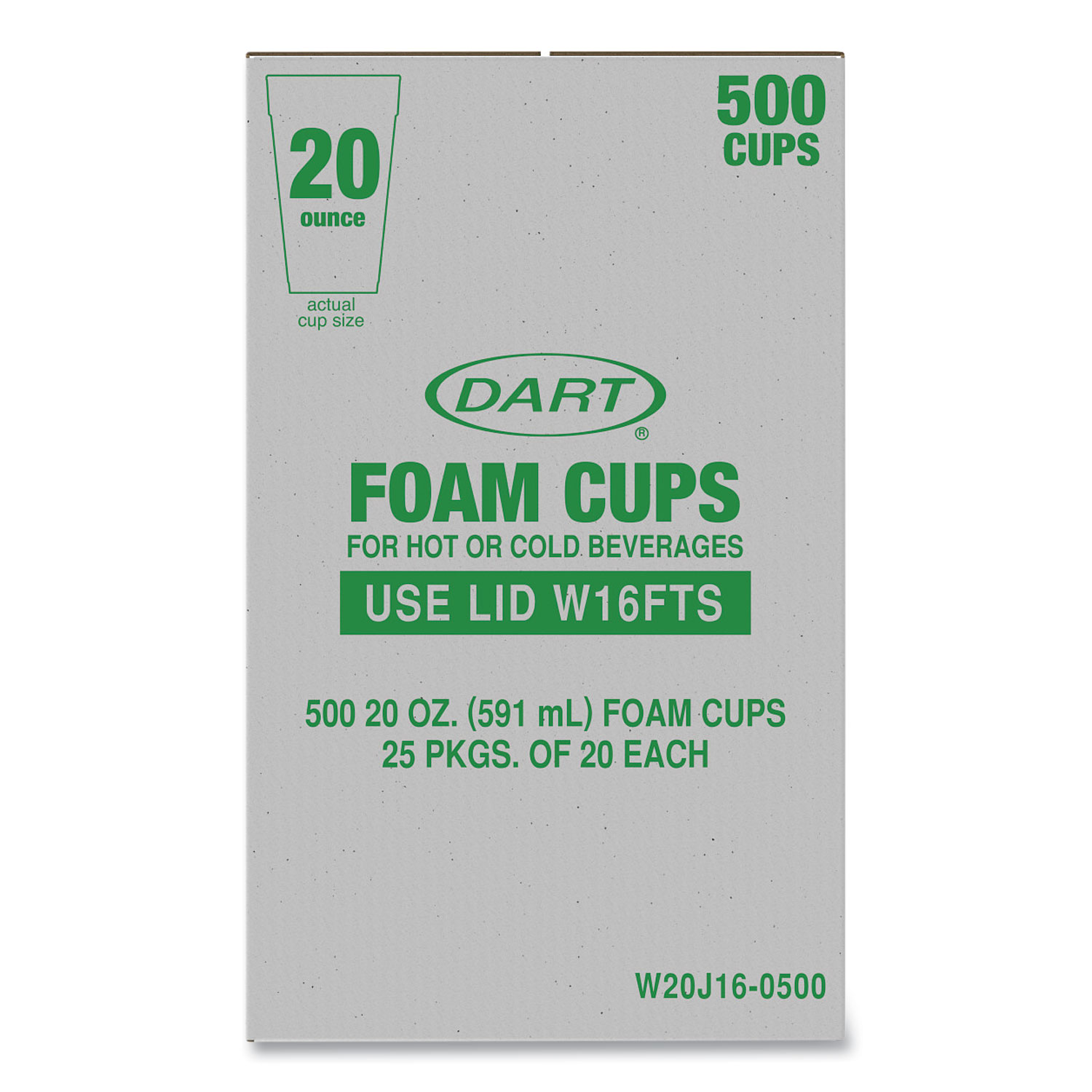 Dart Drink Foam Cups, Hot-cold, 24oz, White, 25-bag, 20 Bags-carton