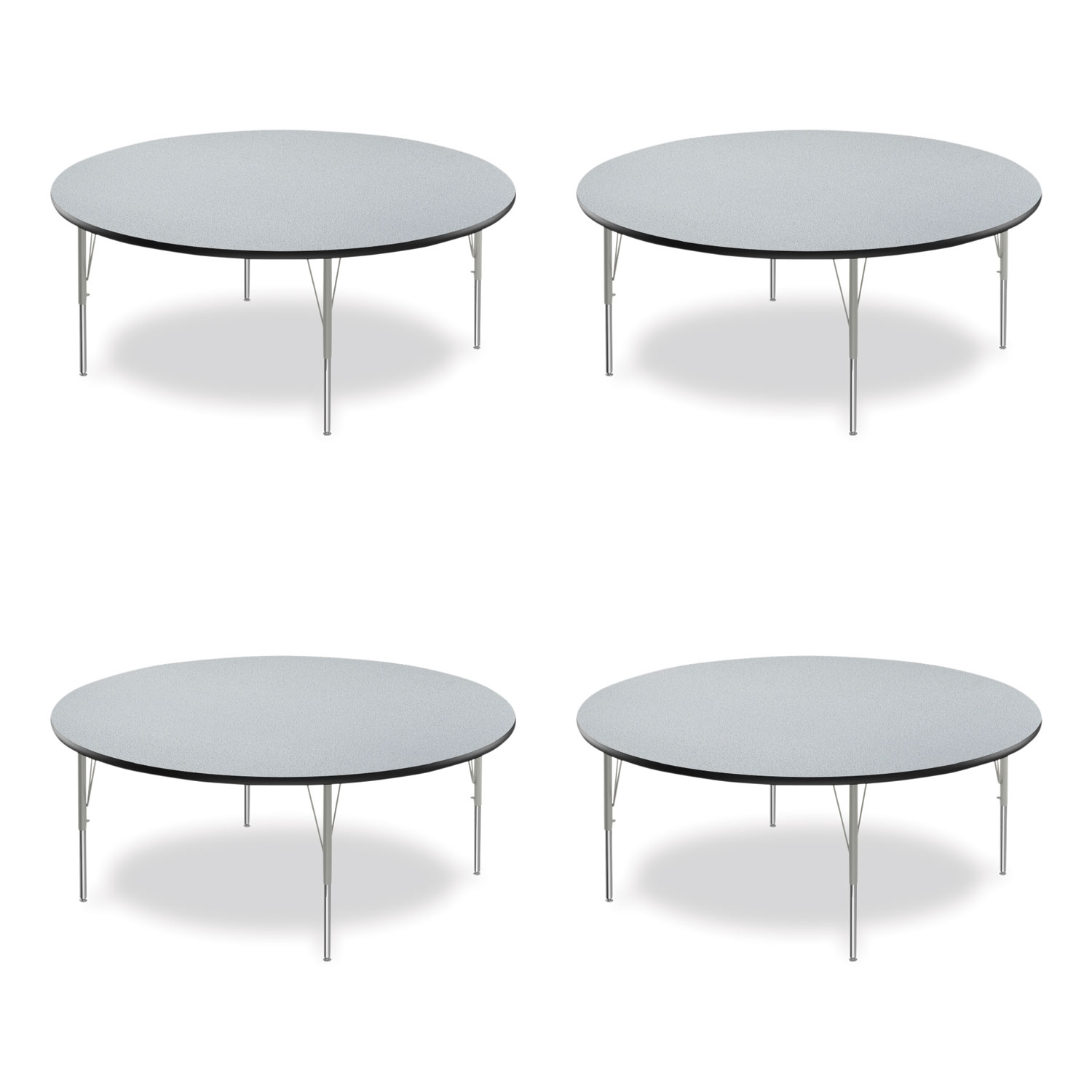 Height Adjustable Activity Tables, Round, 60″ x 19″ to 29″, Gray Granite Top, Gray Legs, 4/Pallet