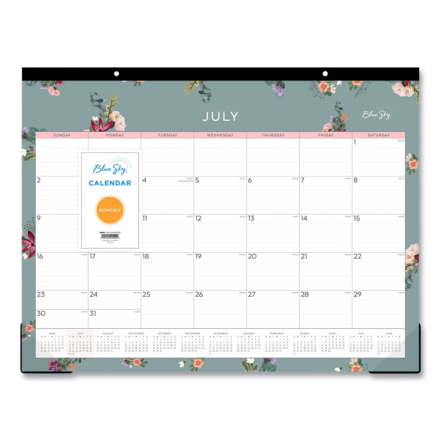 Blue Sky® Greta Academic Year Desk Pad Calendar, Floral Artwork, 22 x ...