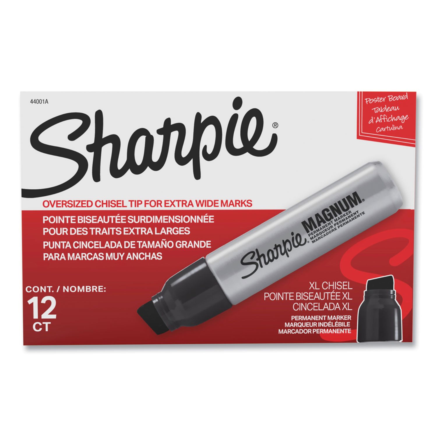 SHARPIE King Size Permanent Marker Large Chisel Tip, Great for Poster  Boards, Black, 4 Count