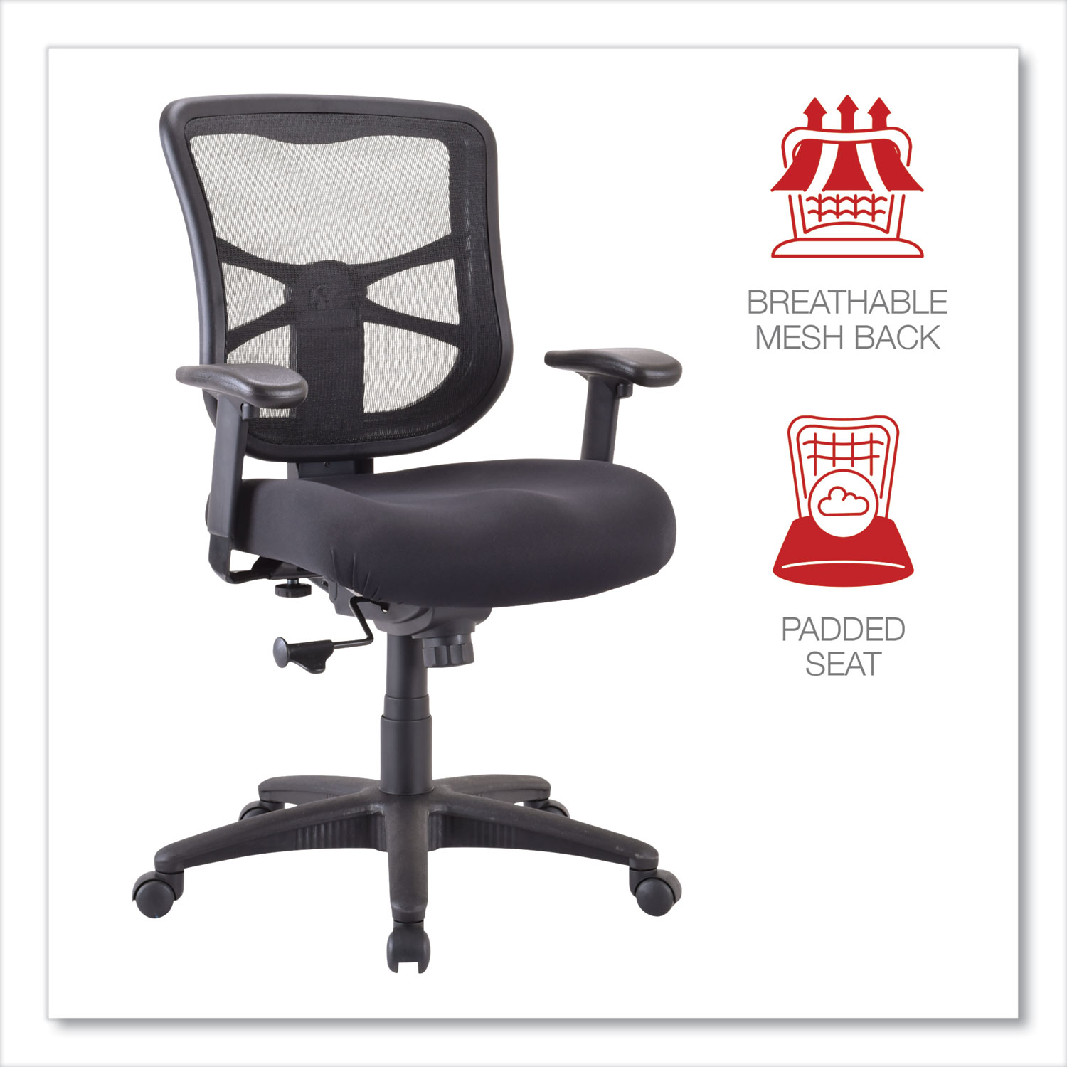 Alera Elusion Series Mesh Mid Back Swivel Tilt Chair Supports Up