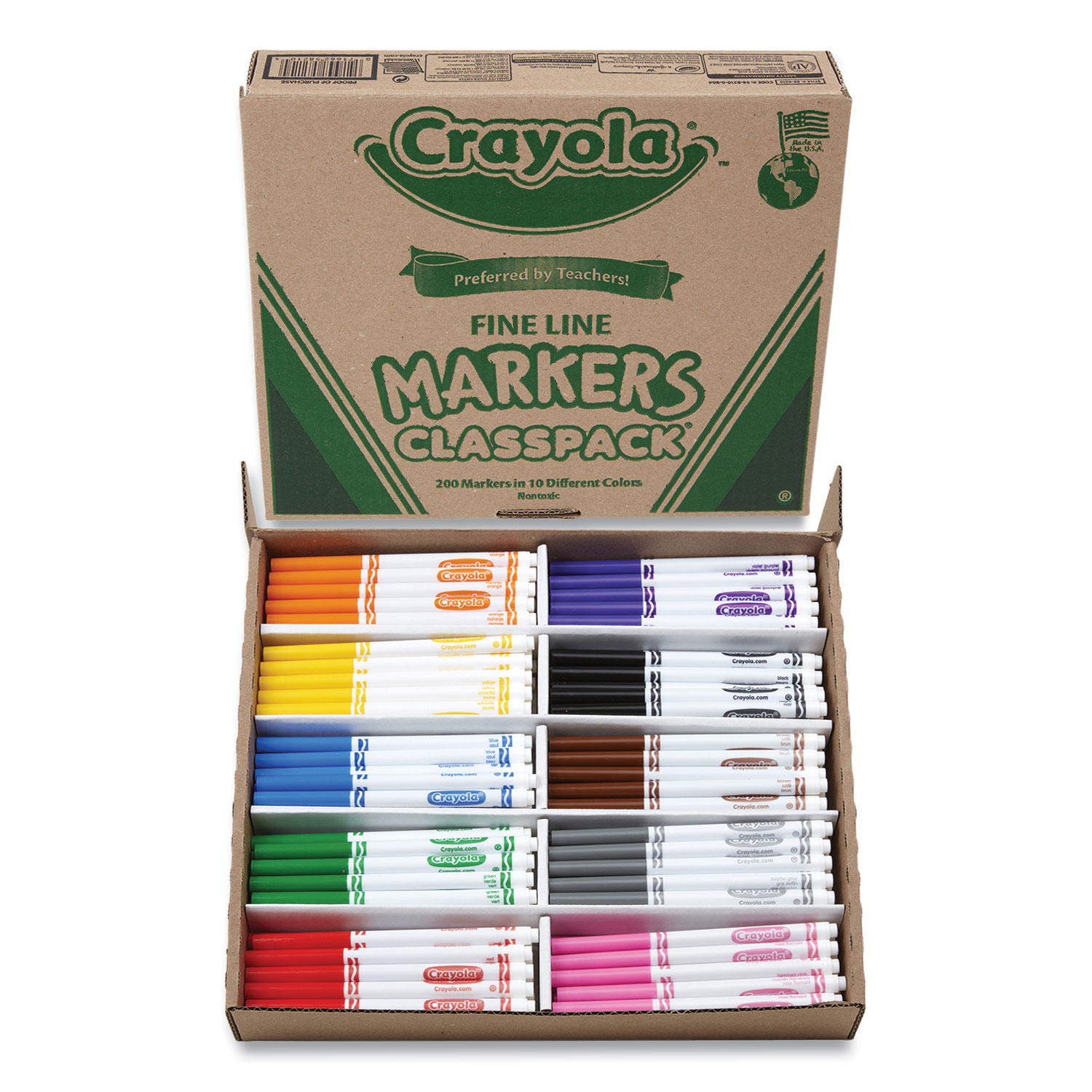 Crayola Broad Line Washable Markers, Broad Bullet Tip, Orange, 12/Box