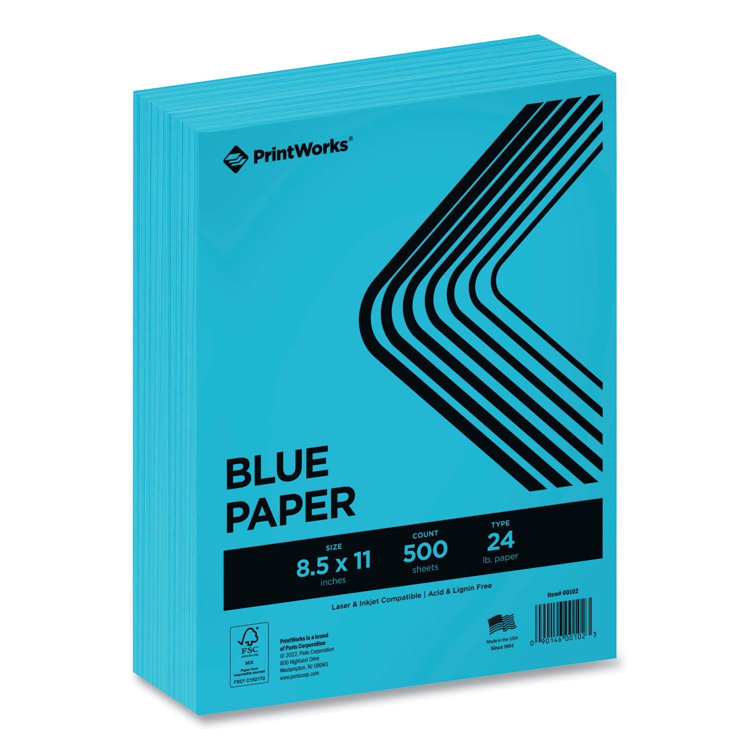 Color Paper, 24 lb Text Weight, 8.5 x 11, Blue, 500/Ream